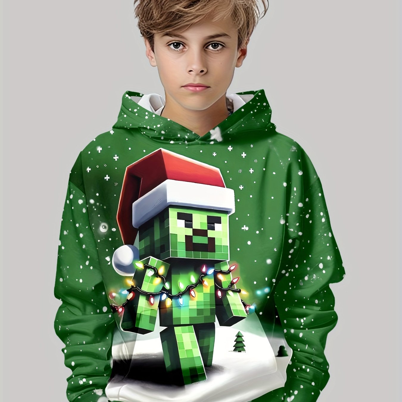 Boys' RoBlox Christmas Hoodie with Pixel Print - Rock n Royalty Designs