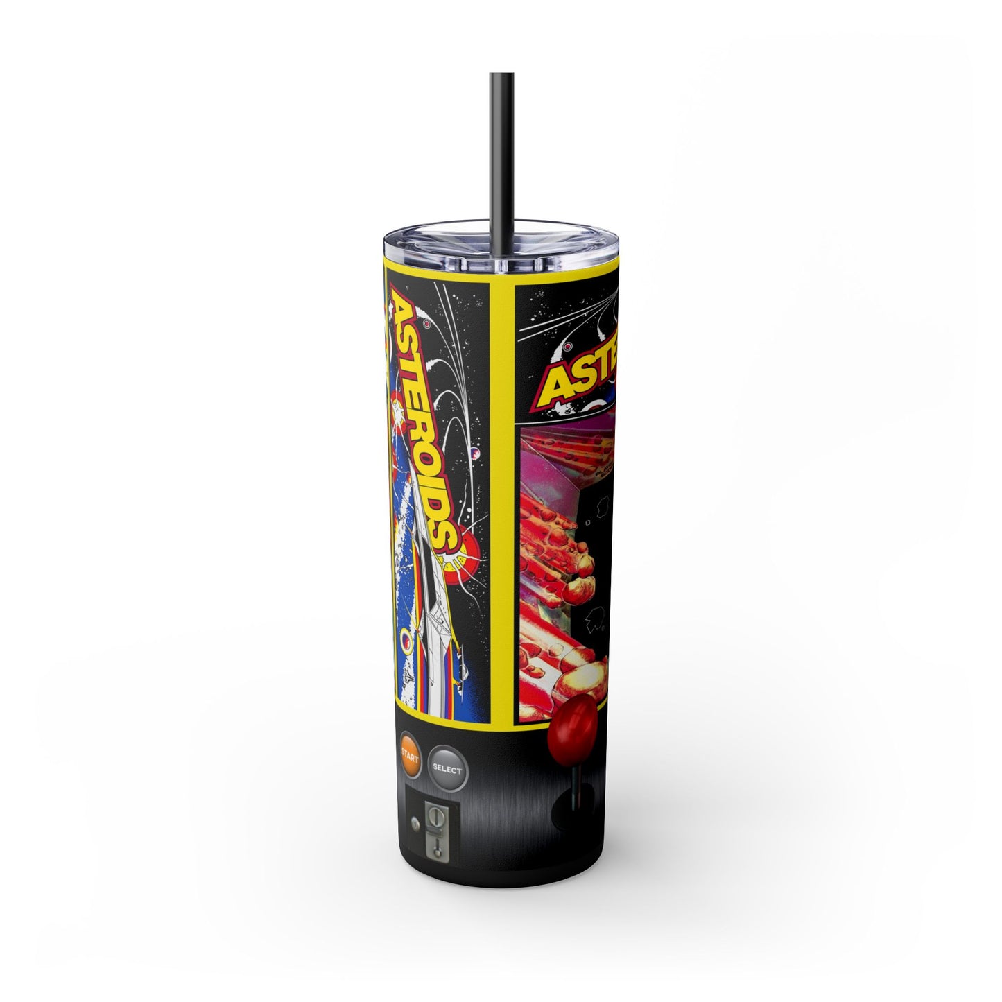 ASTROIDS ARCADE GAME - Skinny Tumbler with Straw, 20oz - Rock n Royalty Designs