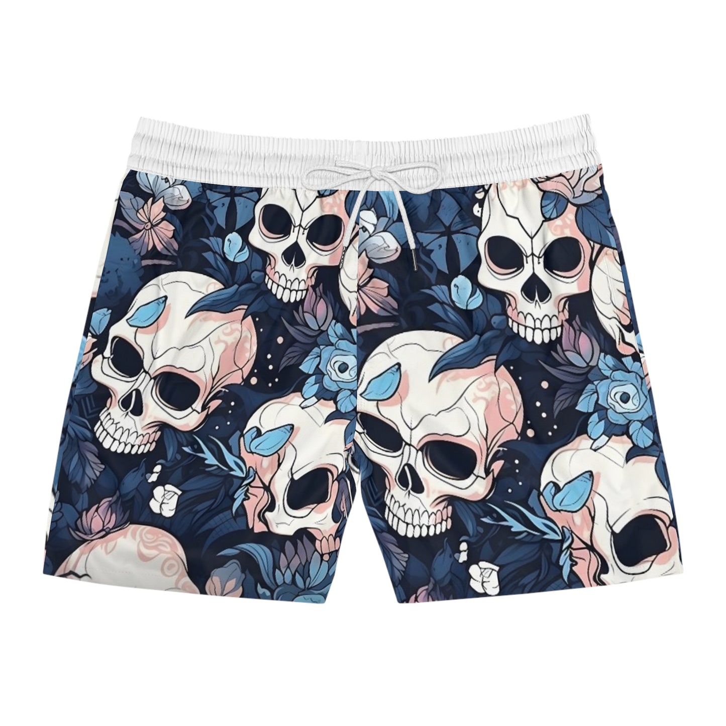 BLUE SKULL - Men's Mid-Length Swim Shorts (AOP) - Rock n Royalty Designs