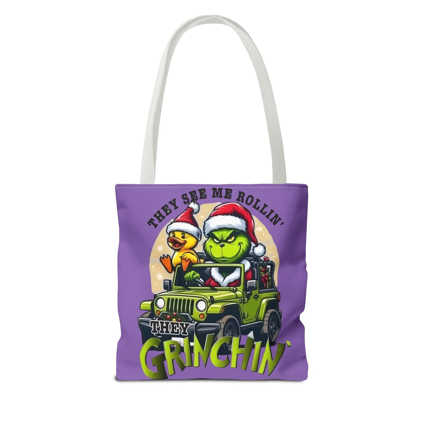 Funny Grinch Tote Bag - They see me Rollin, they Hàtin Printify