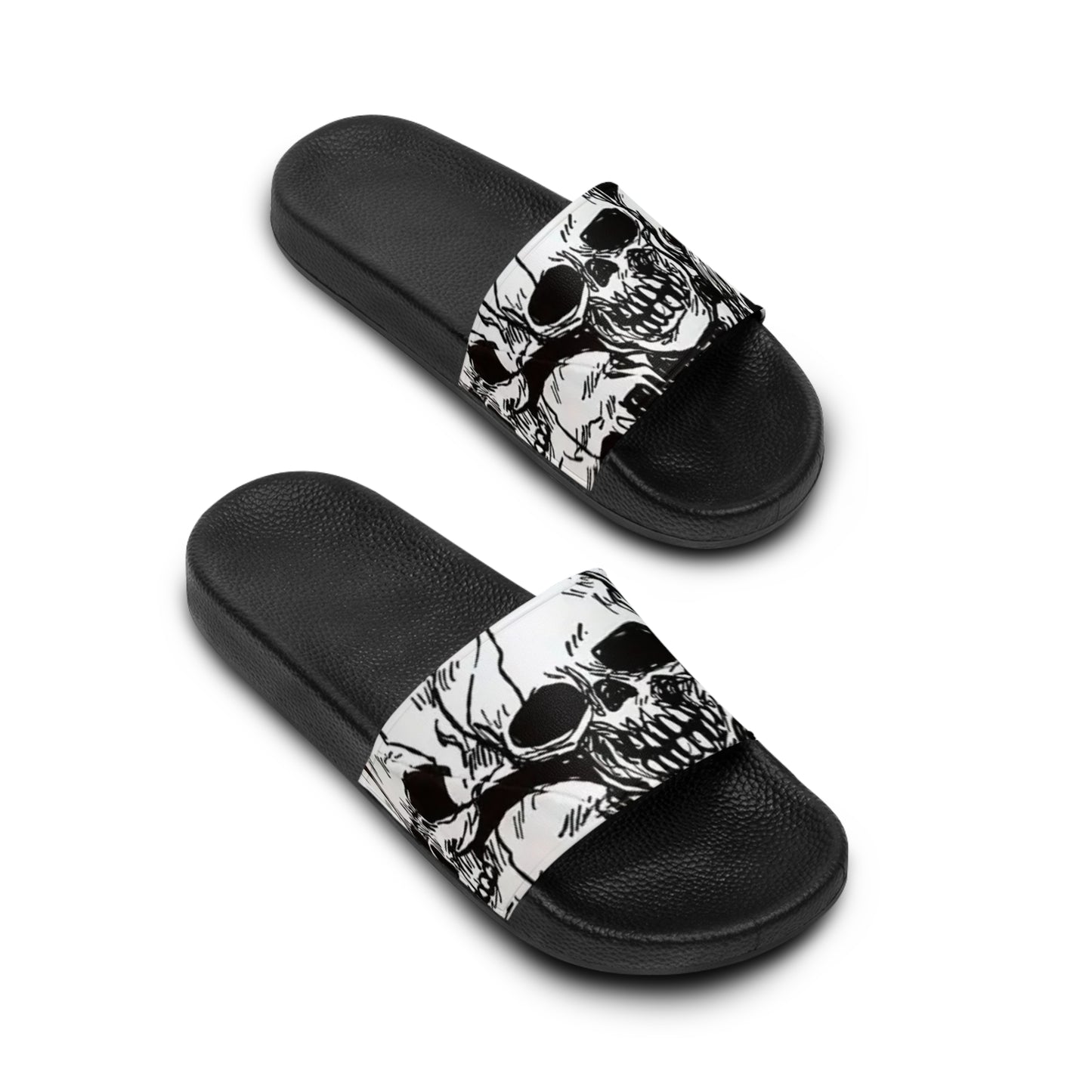 Women's Slide Skull Sandals Blk Wht - Rock n Royalty Designs