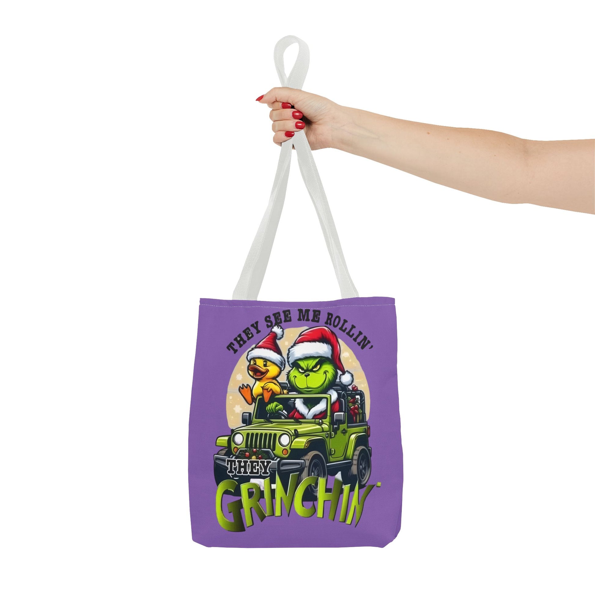 Funny Grinch Tote Bag - They see me Rollin, they Hàtin Printify