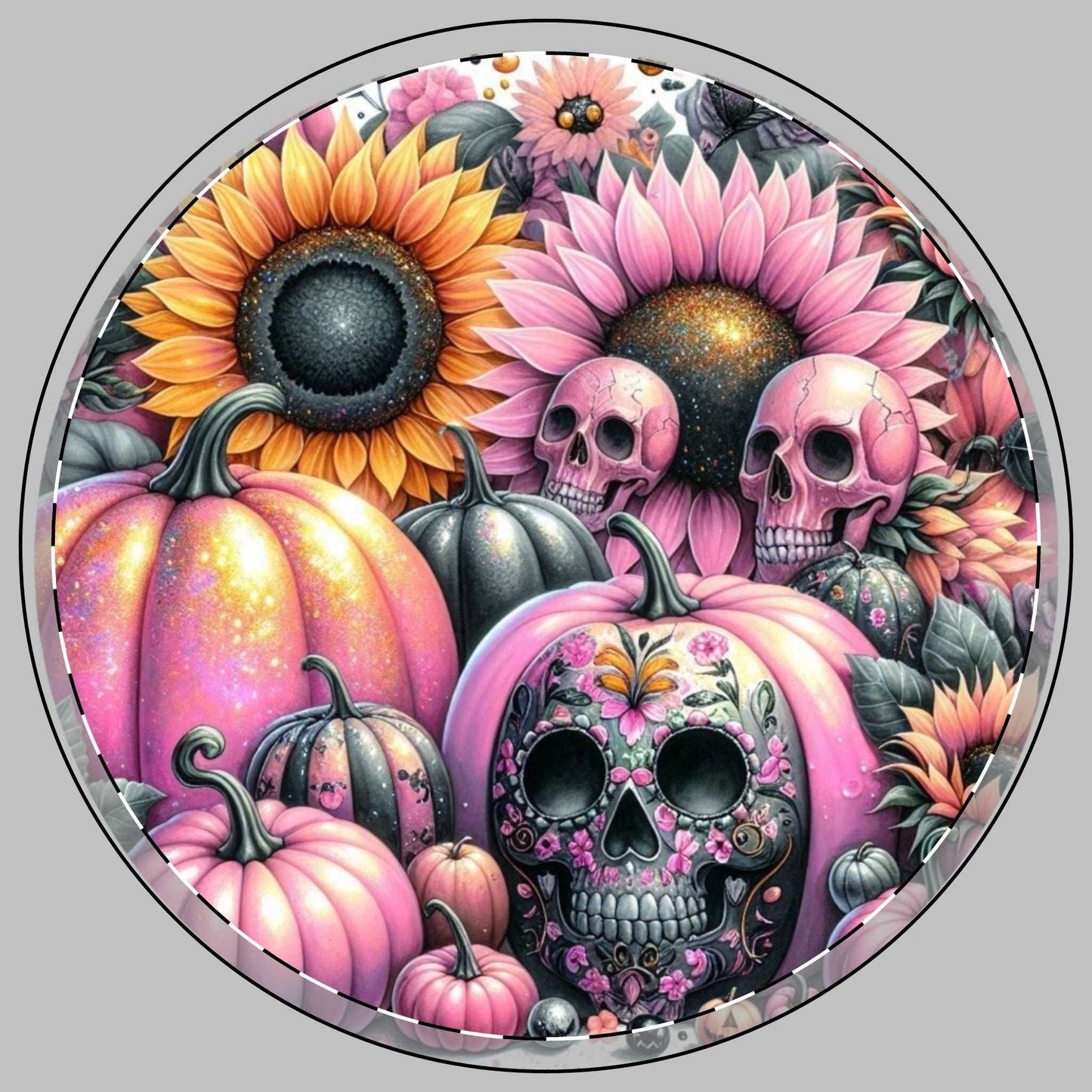 "Autumn Skull Floral Ceramic Coaster 2 of 4 - Skull Decor"