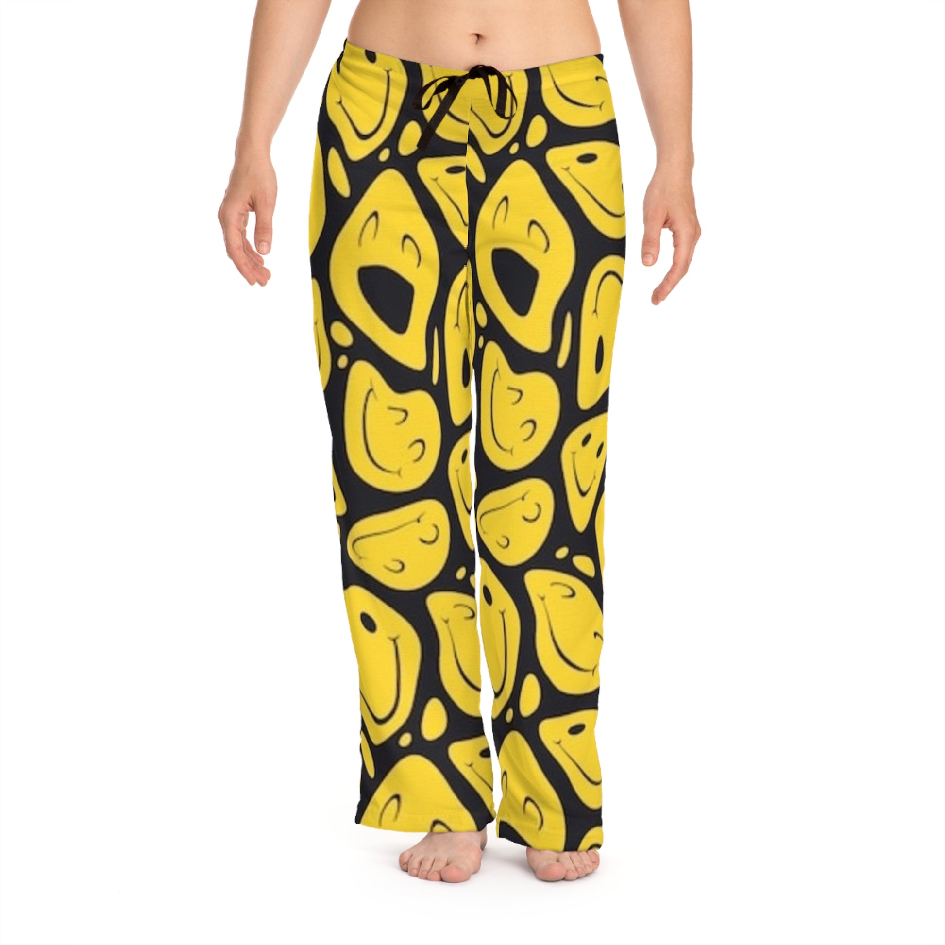 YELLOW SMILEY FACE - Women's Pajama Pants (AOP) - Rock n Royalty Designs