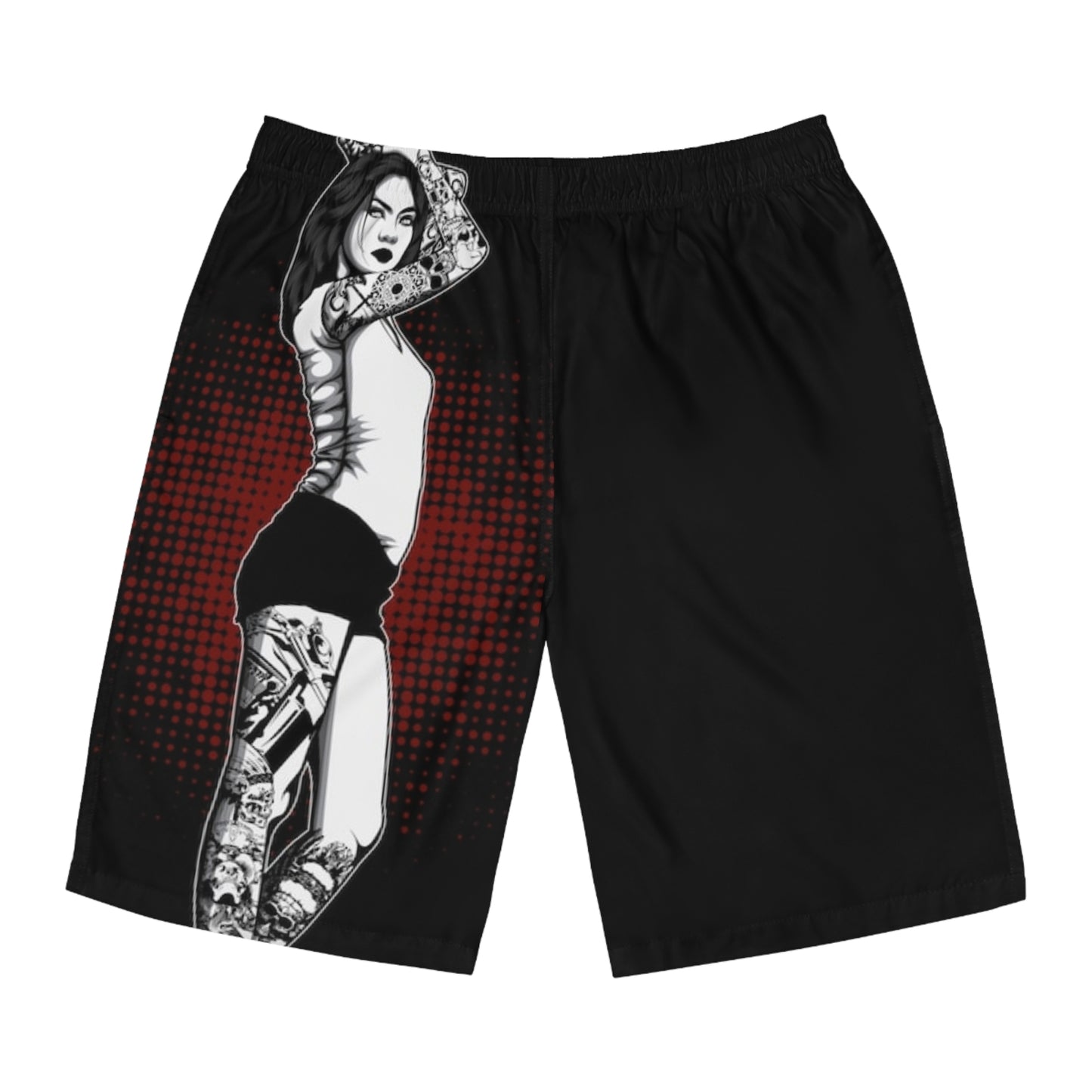 Copy of Copy of TATTOO WOMAN DESIGN FRONT BLK BACK - Men's Board Shorts (AOP) - Rock n Royalty Designs