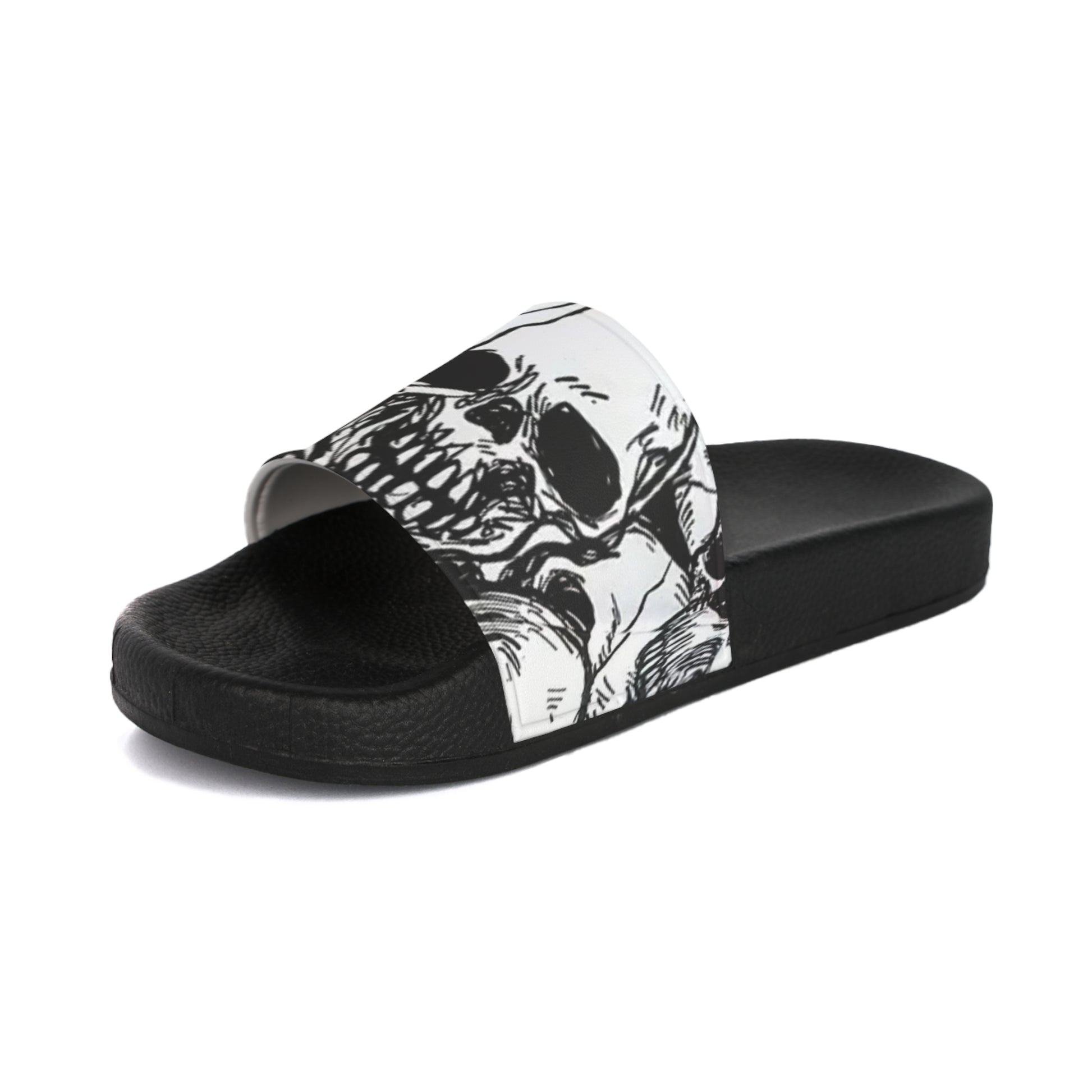 Women's Slide Skull Sandals Blk Wht - Rock n Royalty Designs