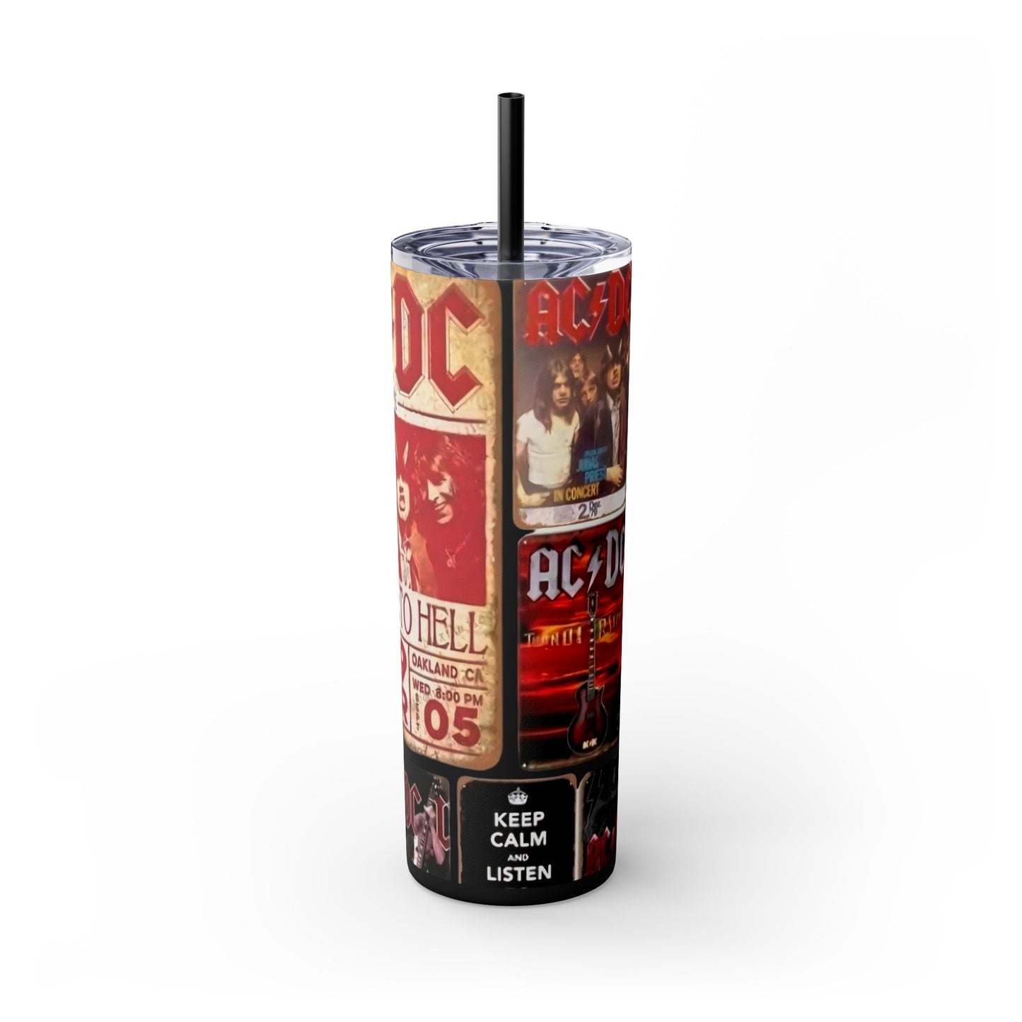 AC/DC ALBUMS - Skinny Tumbler with Straw, 20oz - Rock n Royalty Designs