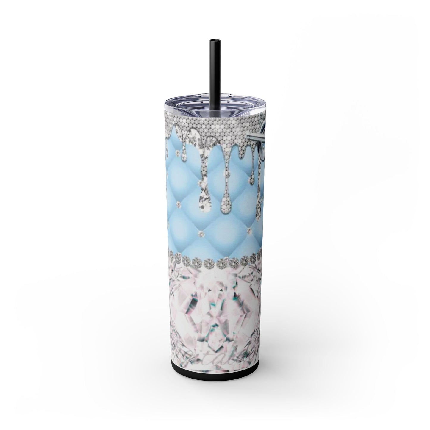 Tiff Purse Blue - Skinny Tumbler with Straw, 20oz - Rock n Royalty Designs