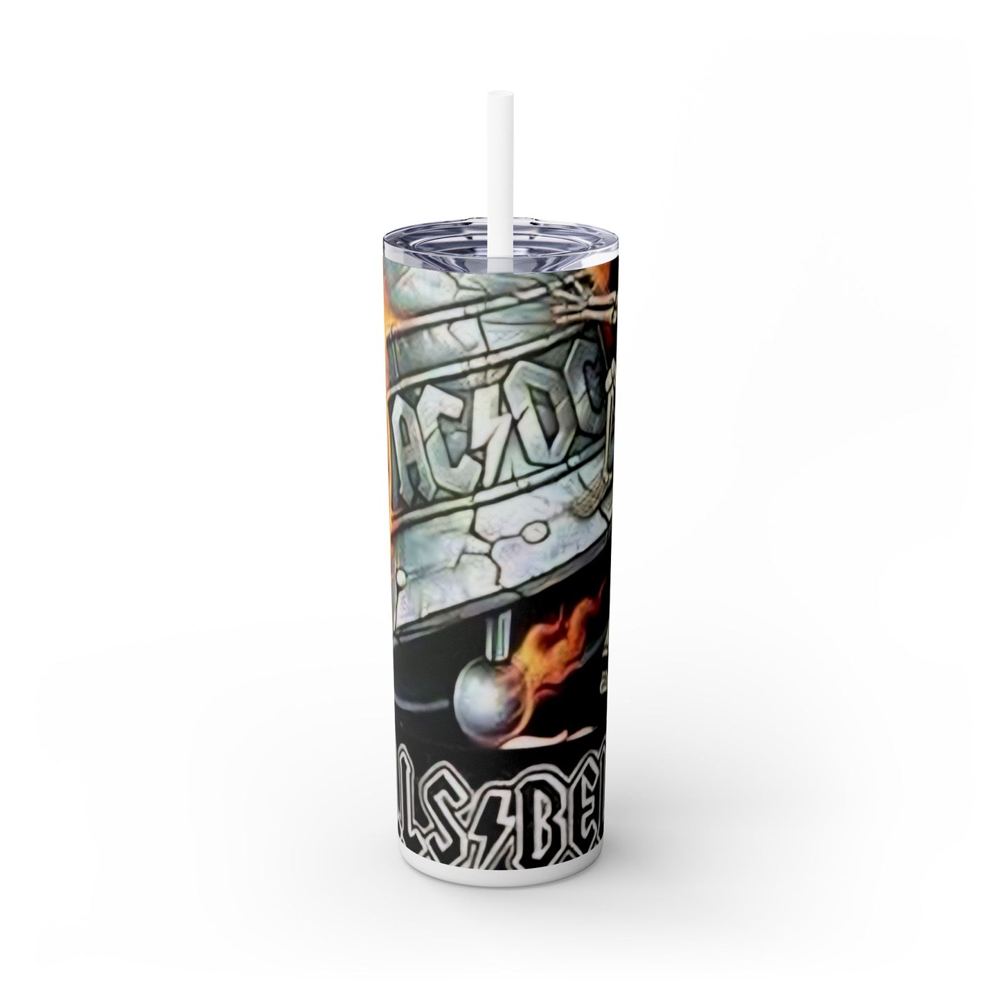 AC/DC HELLS BELLS-- Skinny Tumbler with Straw, 20oz - Rock n Royalty Designs