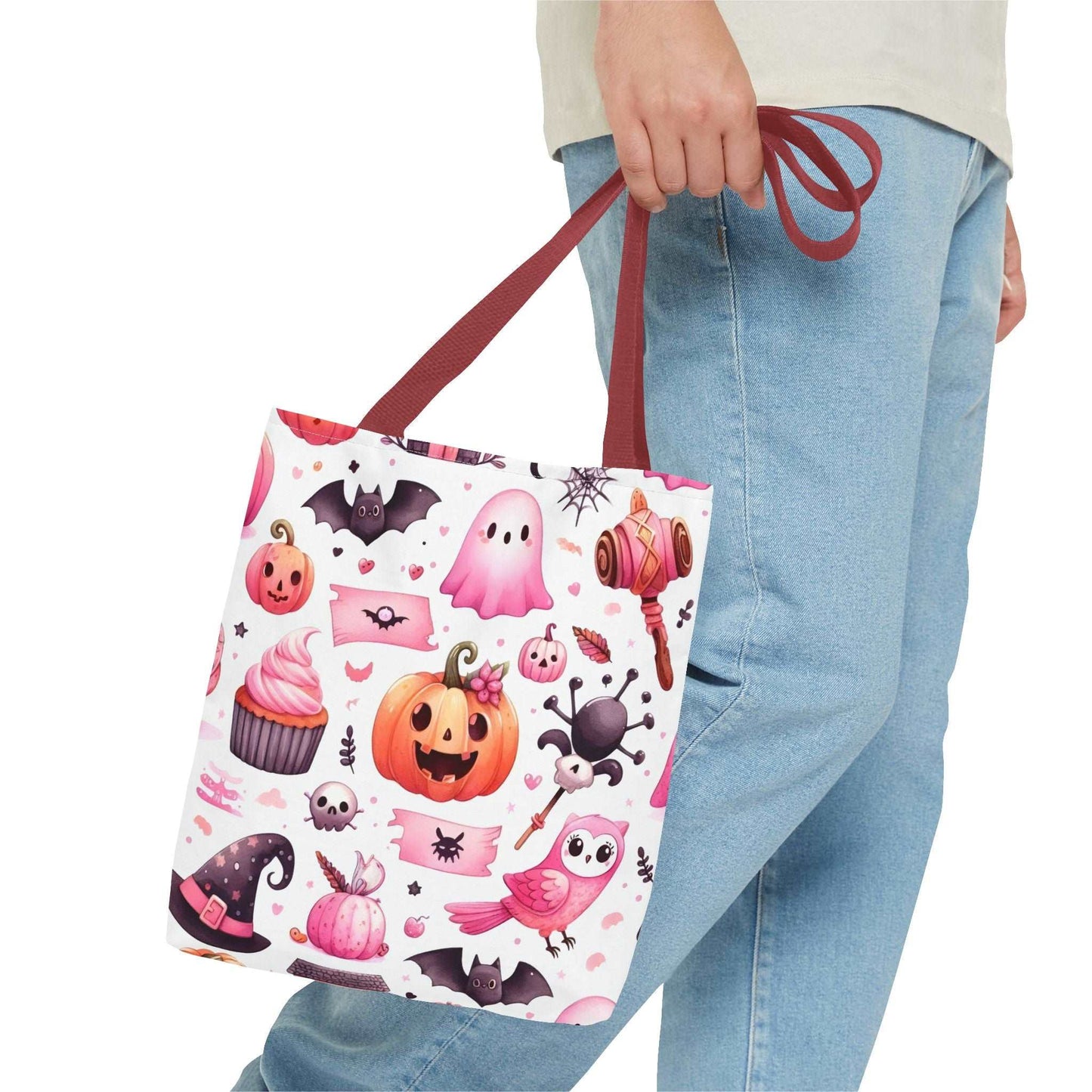 "Kawaii Halloween Tote Bag - Cute Ghost, Pumpkin & Spooky Treats Design"