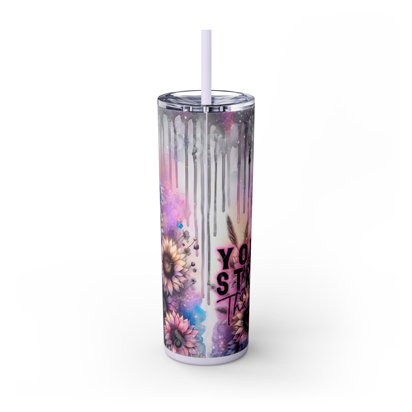 Stronger than you think - Skinny Tumbler with Straw, 20oz - Rock n Royalty Designs