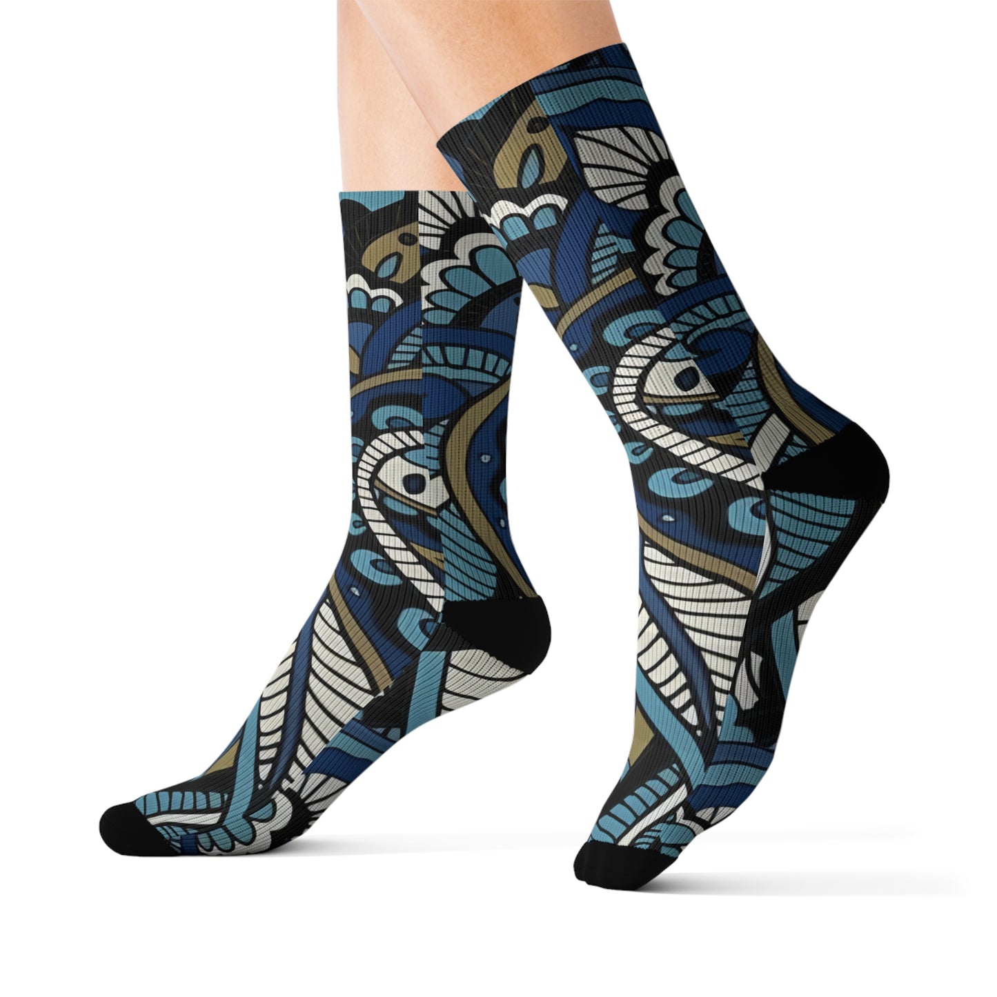 Blue Abstract Dress Sublimation Socks - Rock n Royalty Designs