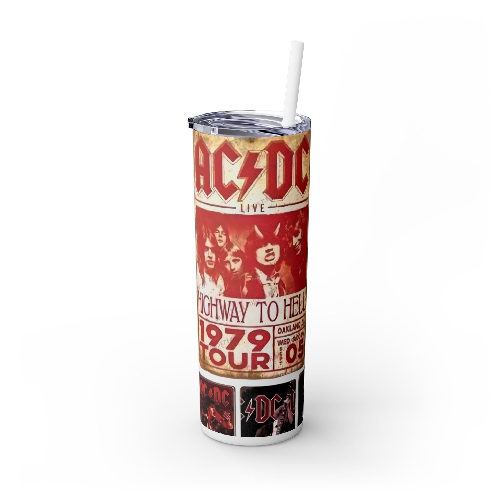 AC/DC ALBUMS - Skinny Tumbler with Straw, 20oz - Rock n Royalty Designs