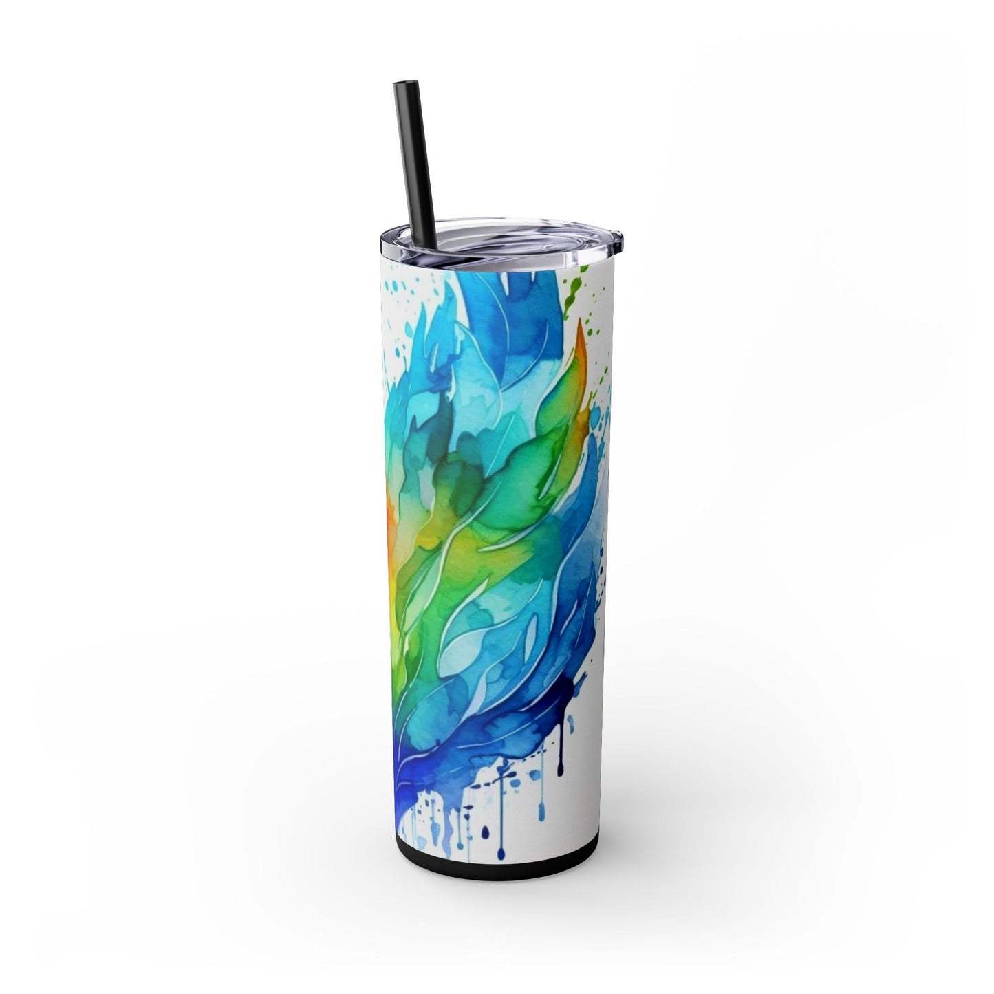 Rainbow Wngs -Skinny Tumbler with Straw, 20oz - Rock n Royalty Designs