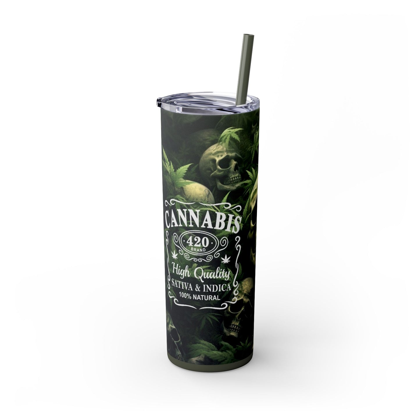 CANNABIS + Servings - Skinny Tumbler with Straw, 20oz - Rock n Royalty Designs