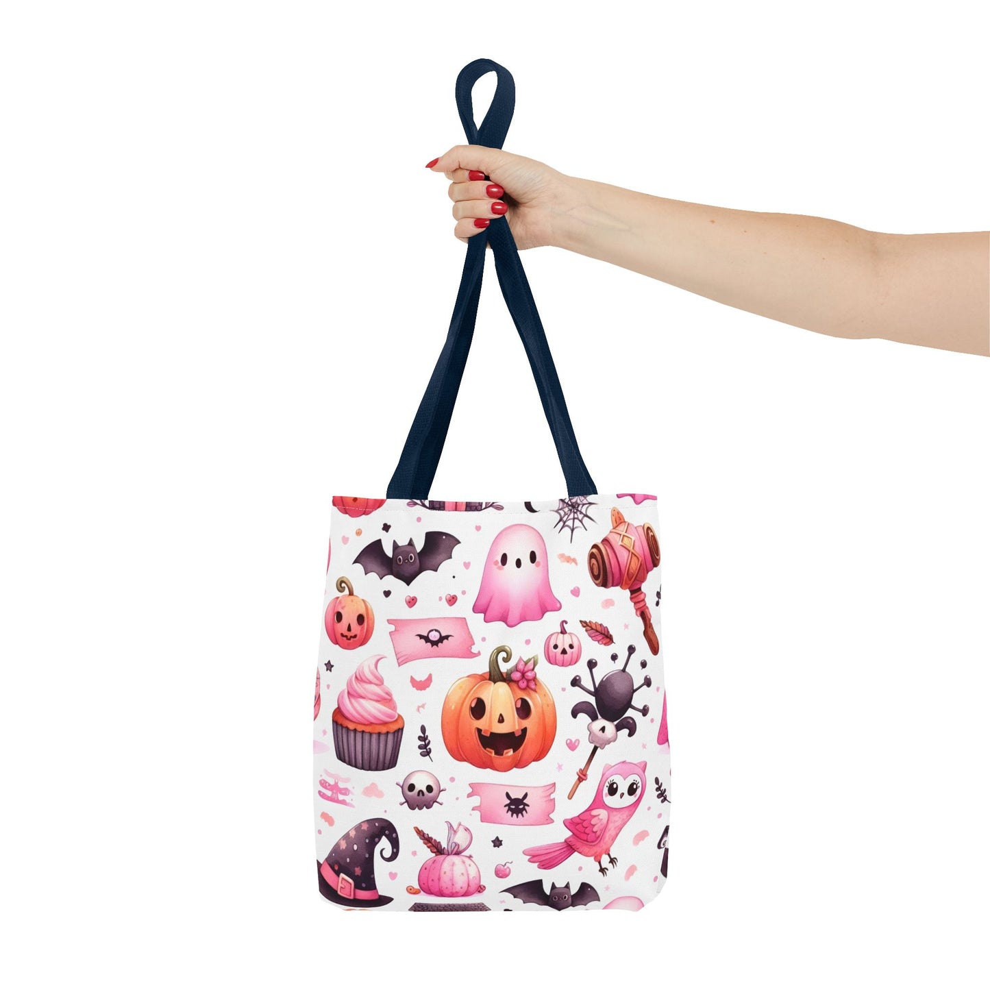 "Kawaii Halloween Tote Bag - Cute Ghost, Pumpkin & Spooky Treats Design" Printify