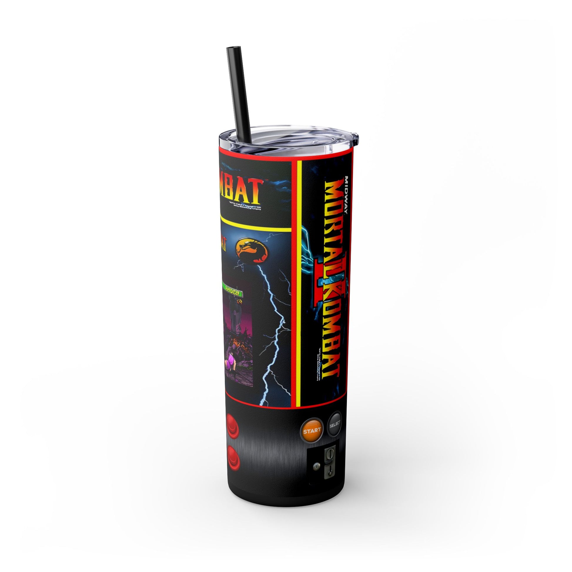 MORTAL KOMBAT ARCADE GAME - Skinny Tumbler with Straw, 20oz - Rock n Royalty Designs