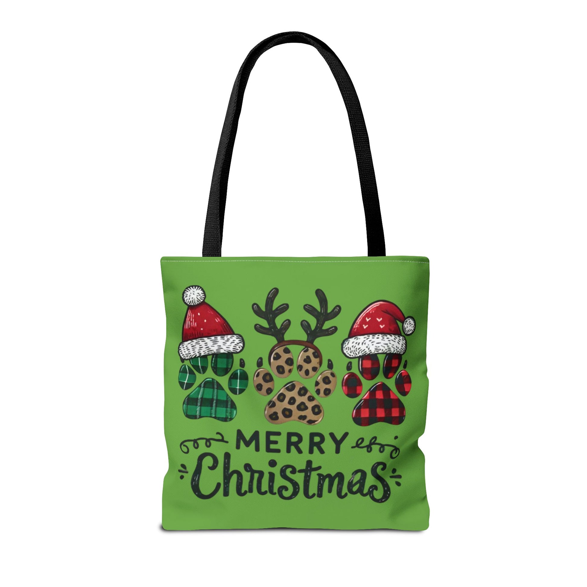 "Merry Doggie Christmas: Festive Paw Print Tote Bag for Dog Lovers" Printify