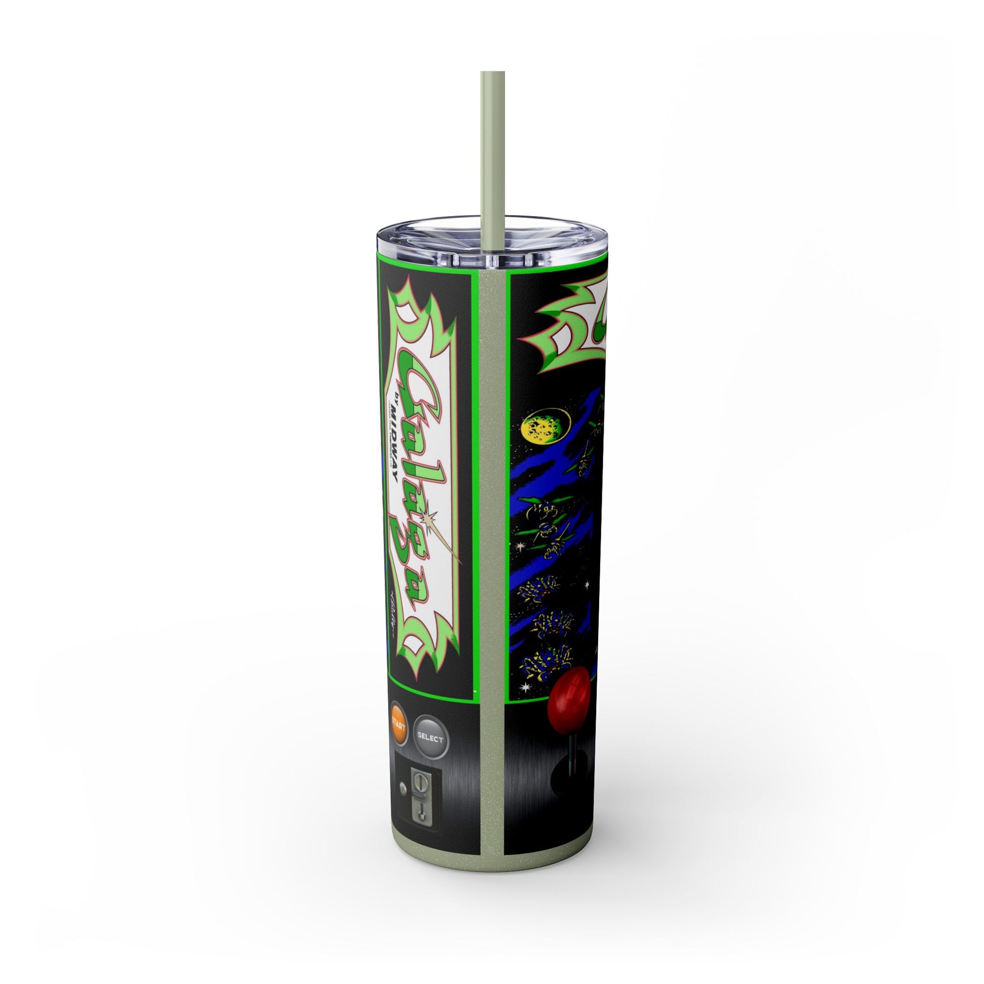 GALAGA ARCADE GAME- Skinny Tumbler with Straw, 20oz - Rock n Royalty Designs