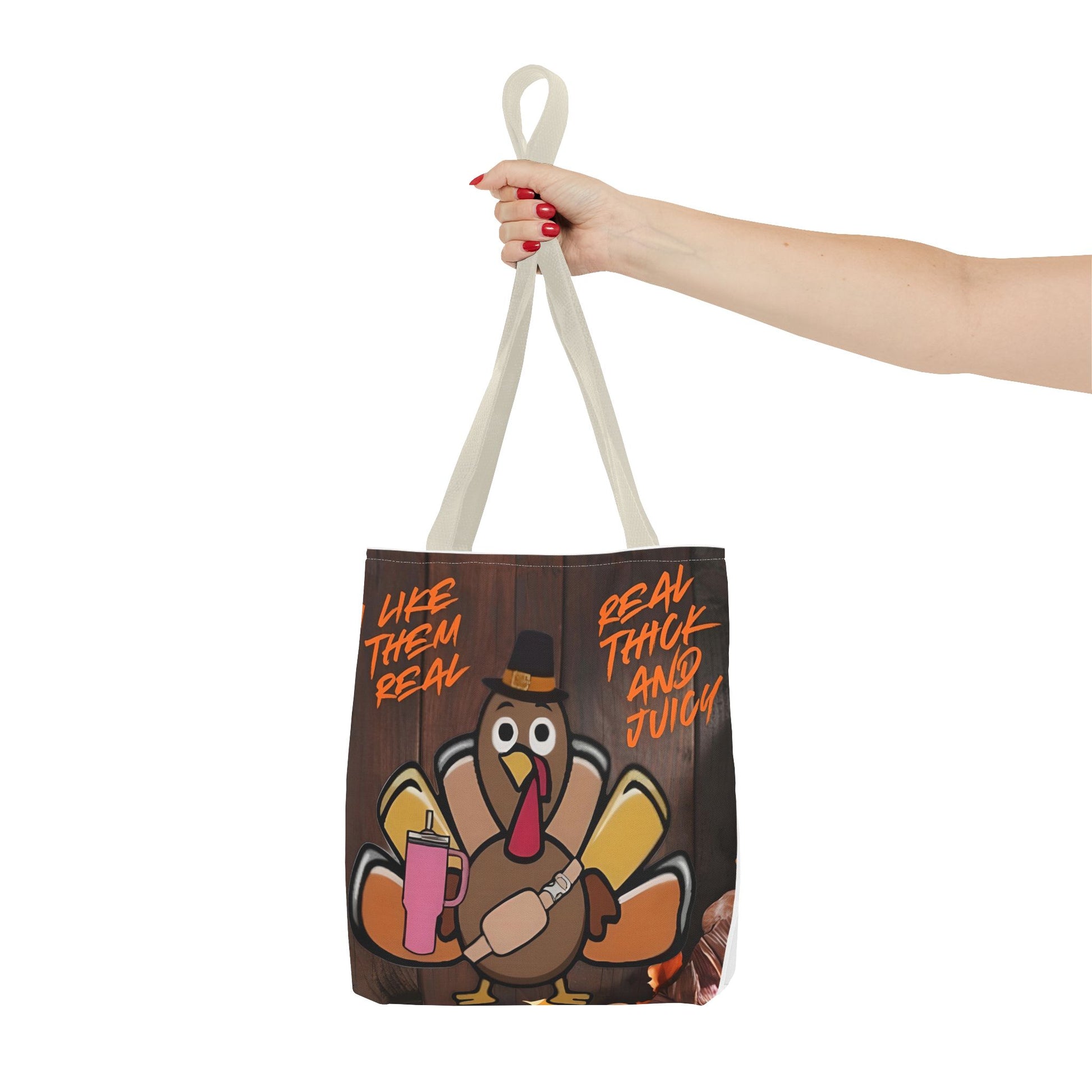 "Real Thick and Juicy Turkey Thanksgiving Tote Bag | Funny Holiday Shopping Bag" Printify