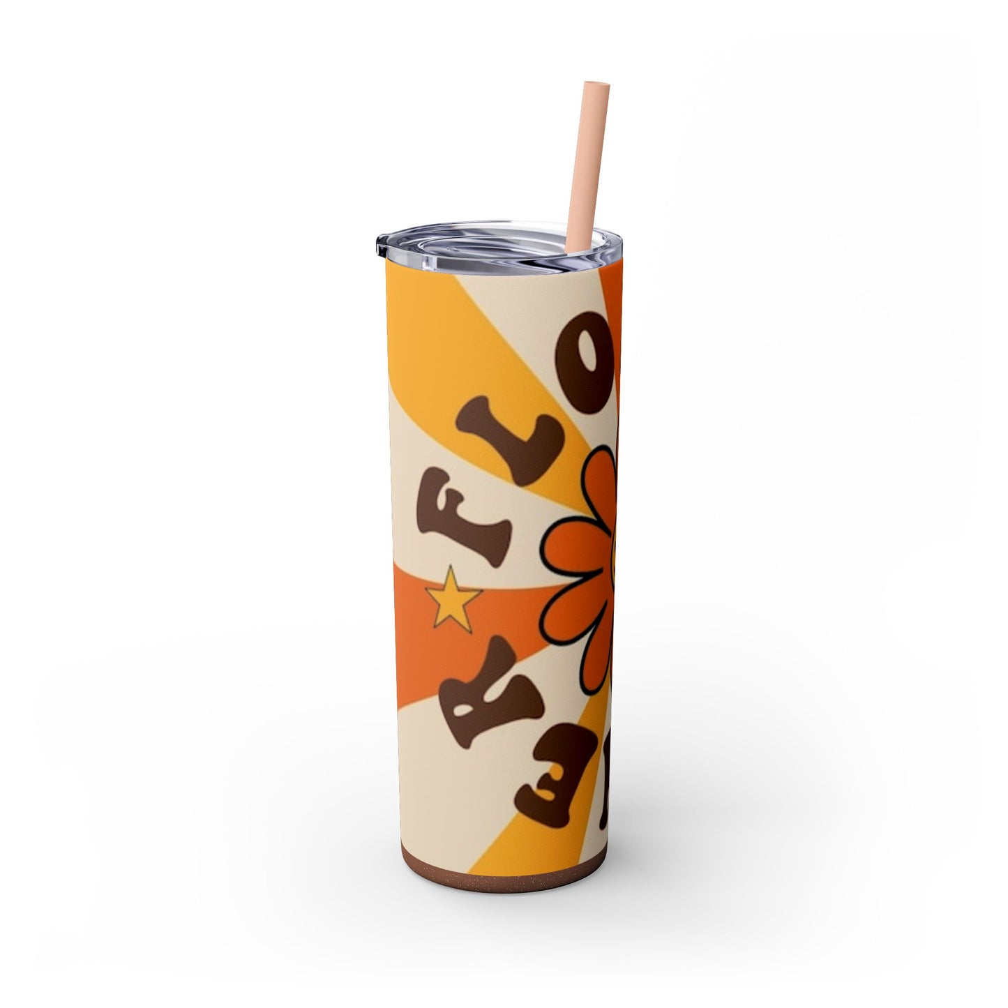 FLOWER POWER 60s -Skinny Tumbler with Straw, 20oz - Rock n Royalty Designs