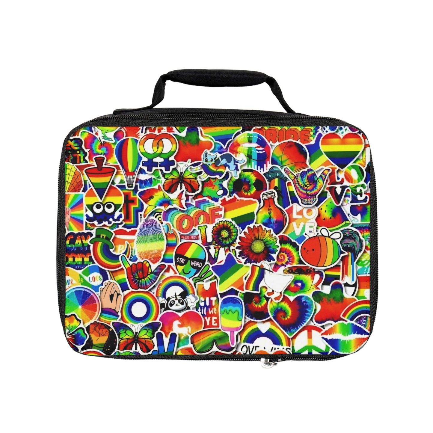 RETRO RAINBOW STICKER Lunch Bag - Rock n Royalty Designs