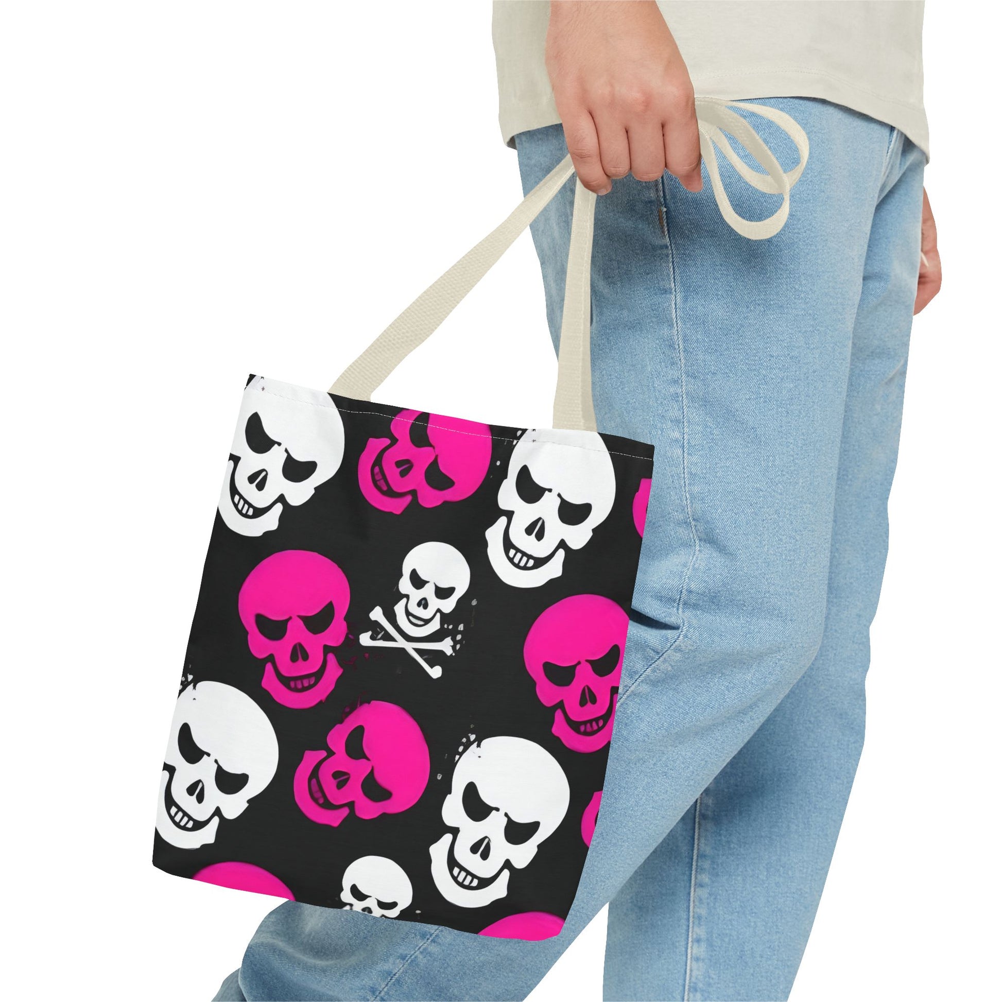 BLK WHT PINK SKULL - Tote Bag (AOP) - Rock n Royalty Designs