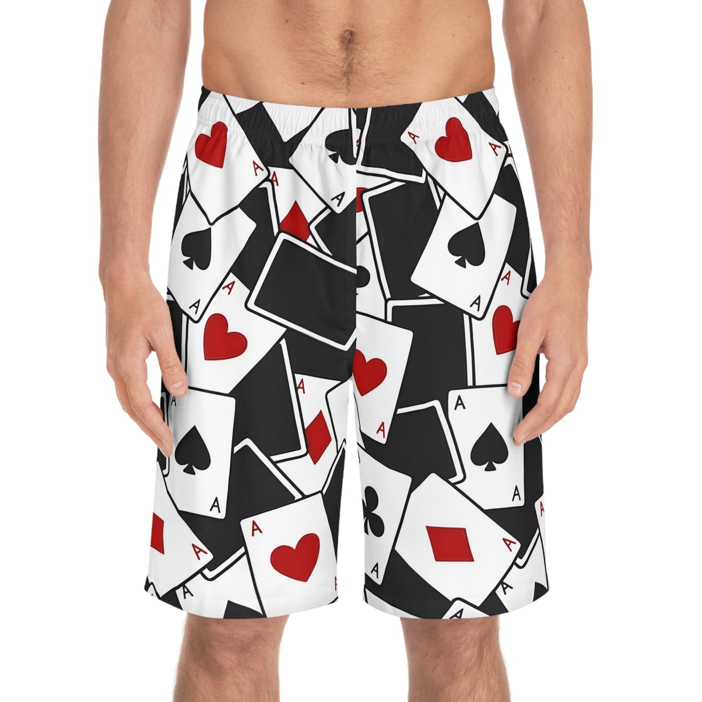 PLAYING CARDS BLK - Men's Board Shorts (AOP) - Rock n Royalty Designs