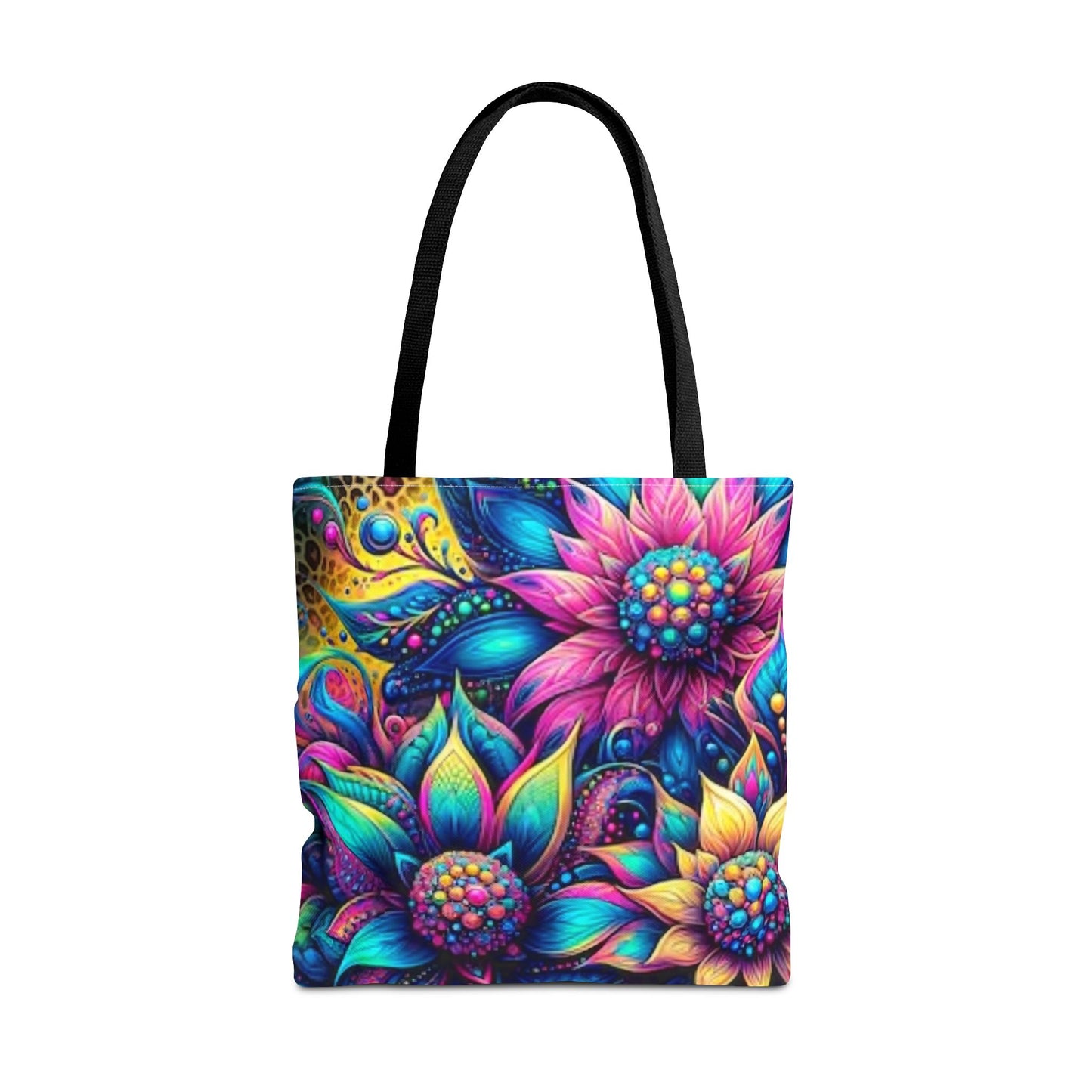 THREE BRIGHT FLOWER DESIGNS - Tote Bag (AOP) - Rock n Royalty Designs