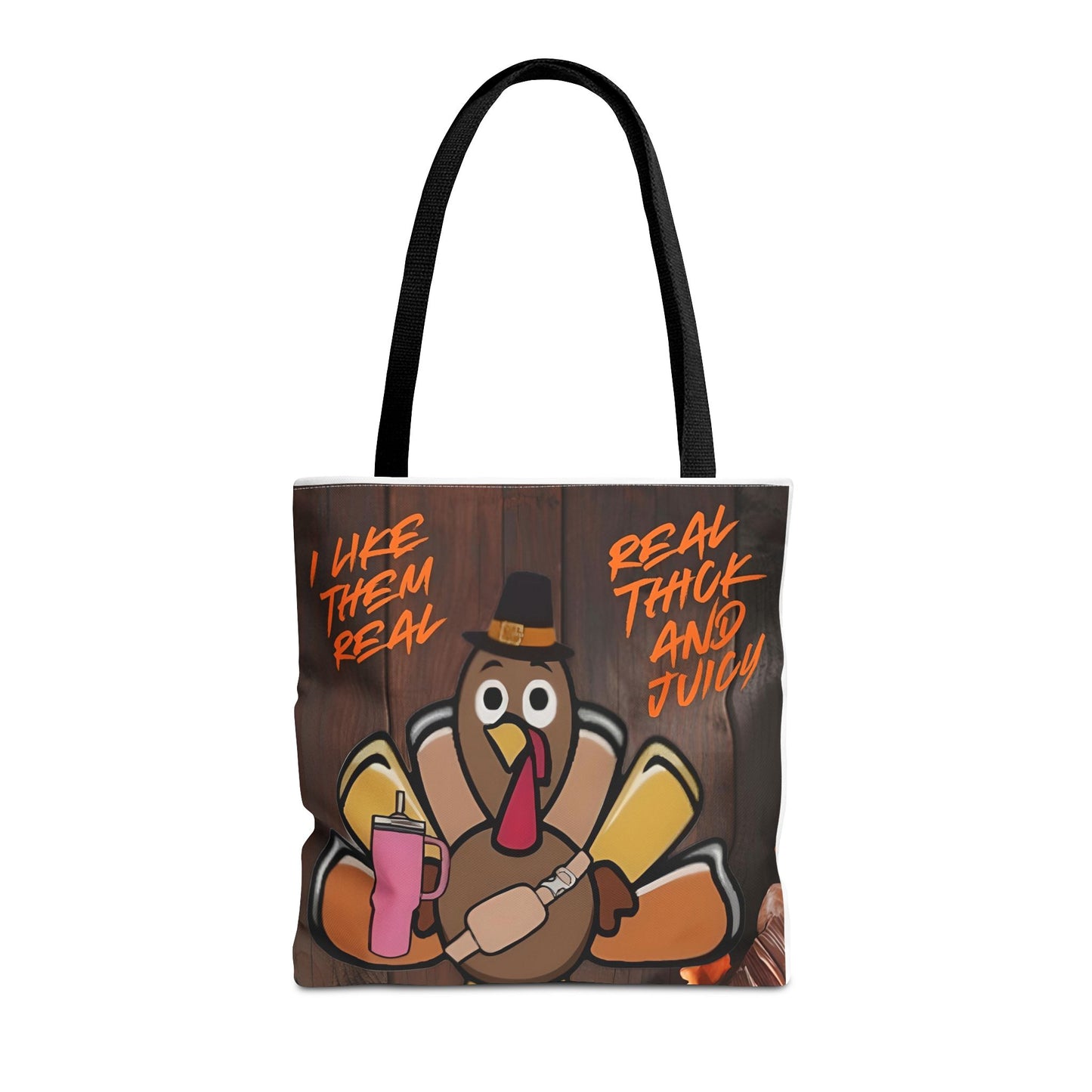 "Real Thick and Juicy Turkey Thanksgiving Tote Bag | Funny Holiday Shopping Bag" Printify