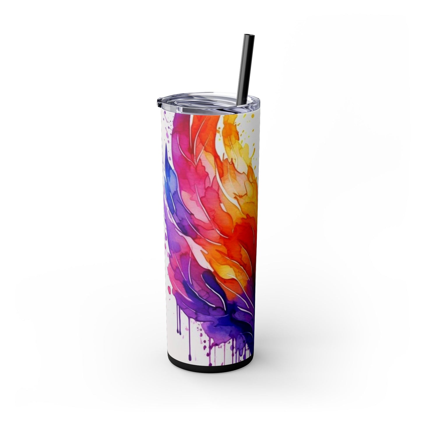 Rainbow Wngs -Skinny Tumbler with Straw, 20oz - Rock n Royalty Designs