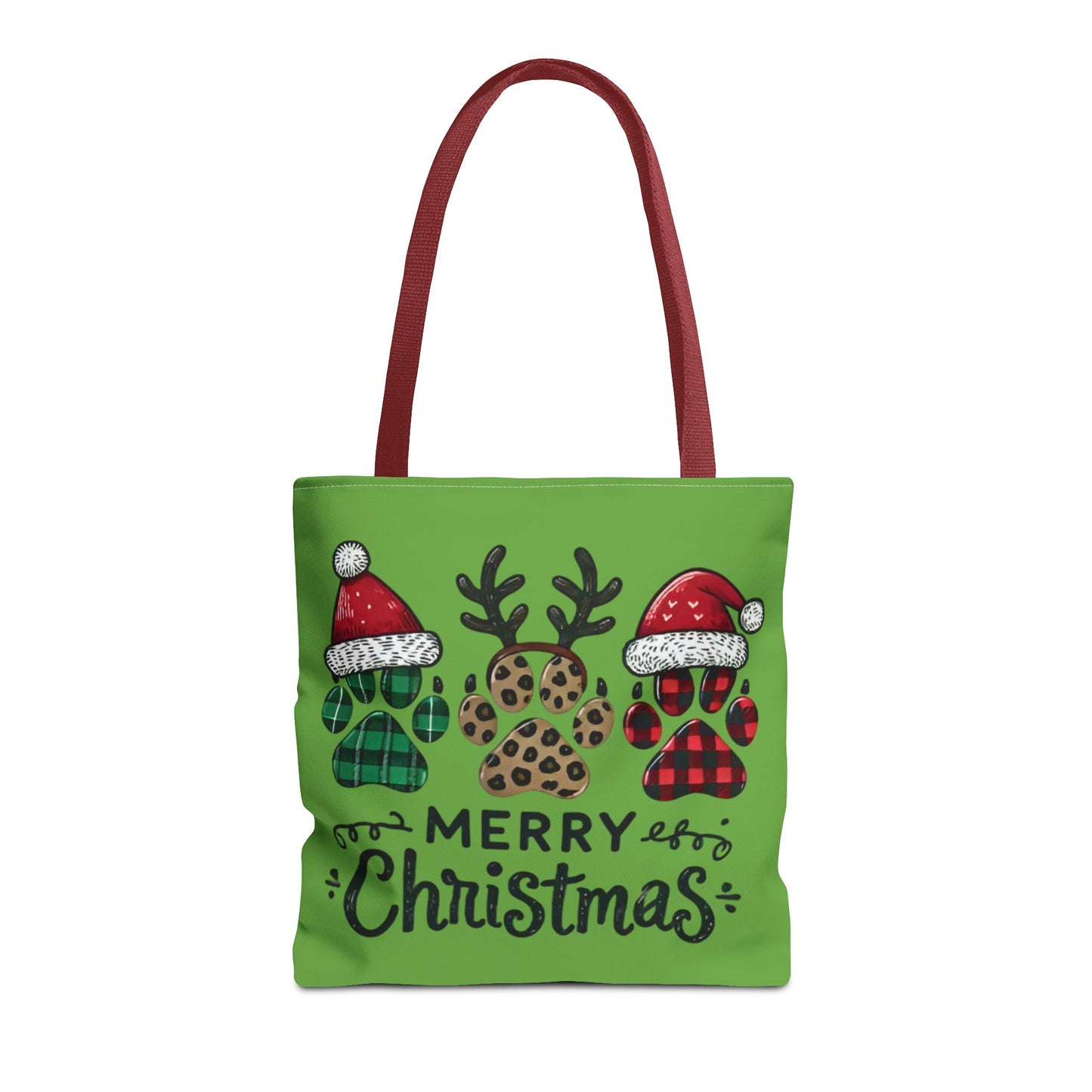 "Merry Doggie Christmas: Festive Paw Print Tote Bag for Dog Lovers" Printify