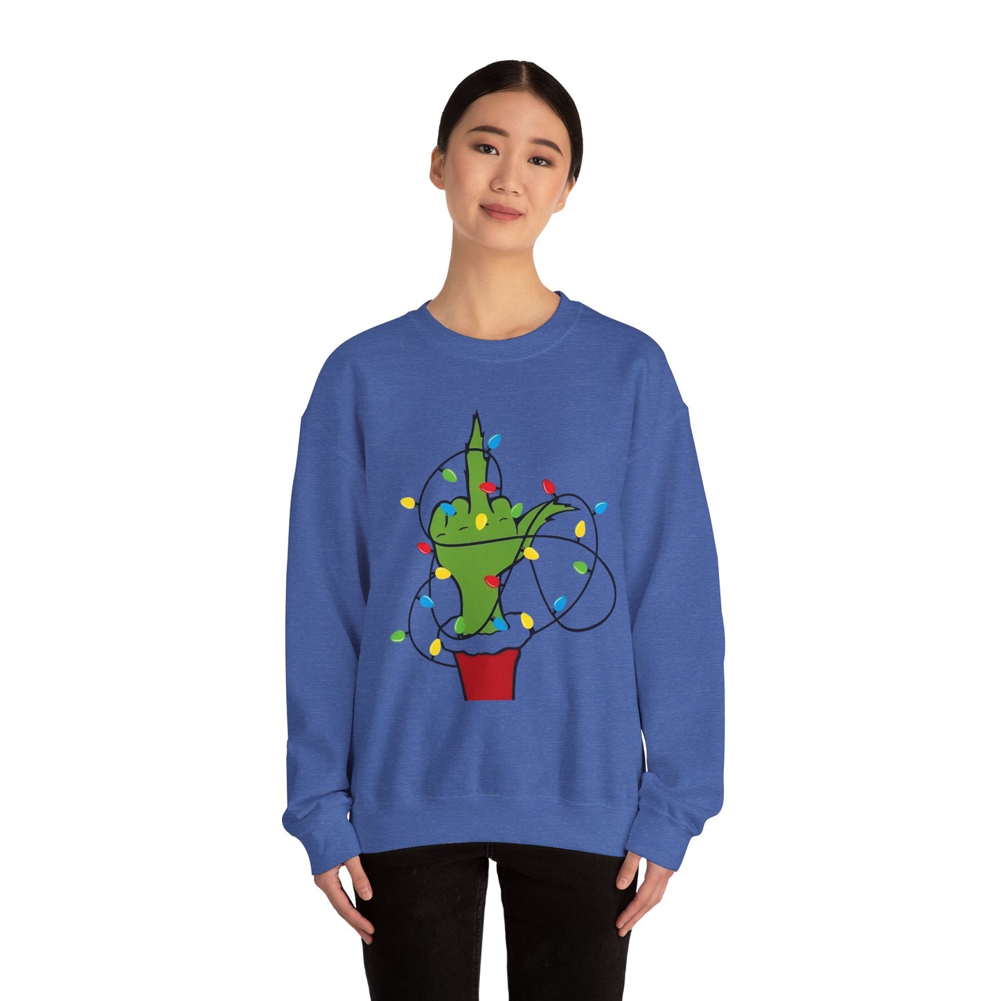 GRINCH FLIPPIN BIRD Unisex Heavy Blend™ Crewneck Sweatshirt Printify