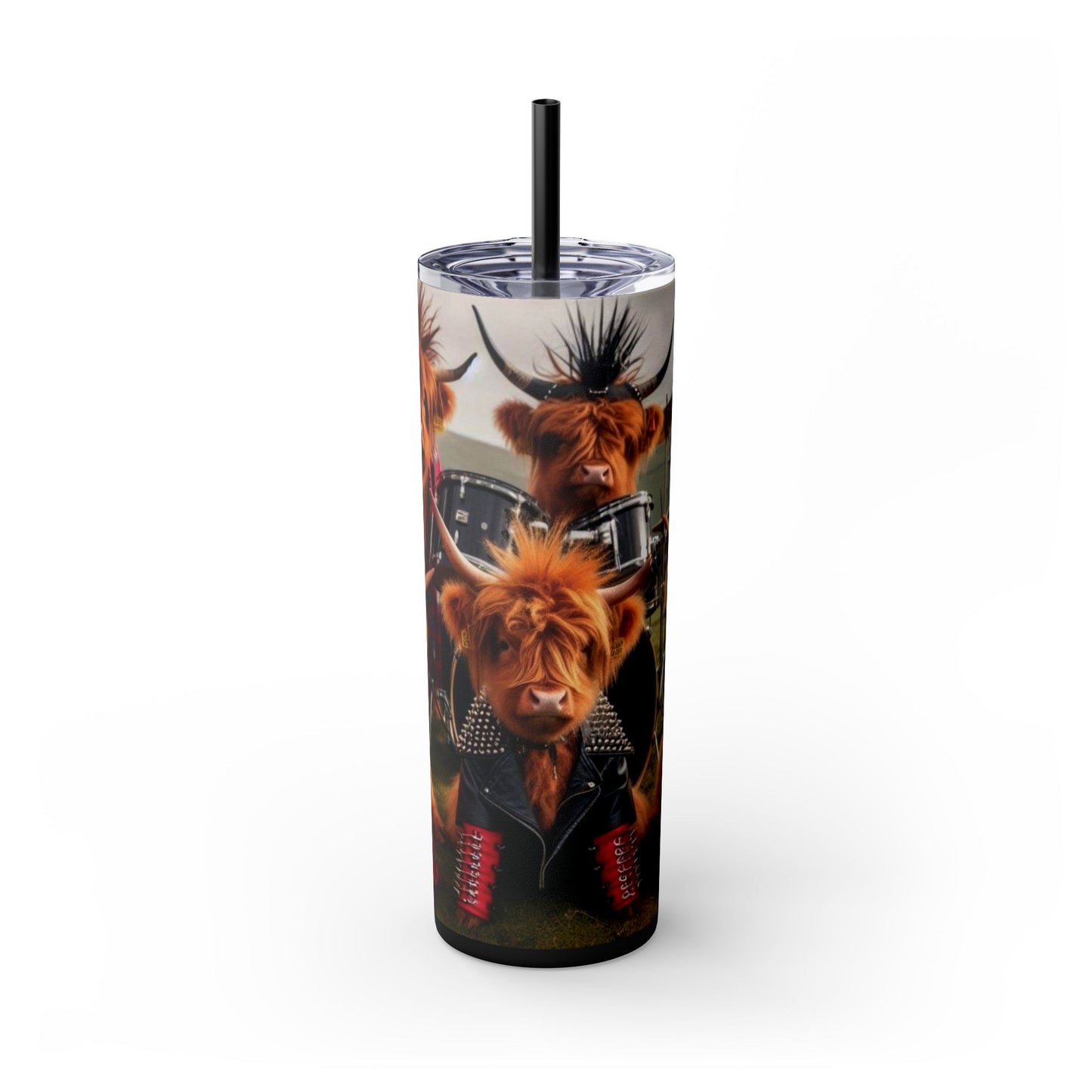 Cow Band -Skinny Tumbler with Straw, 20oz - Rock n Royalty Designs