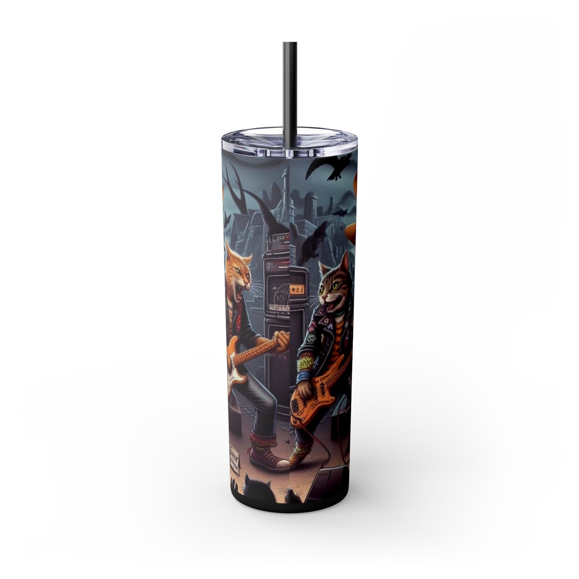 The Cats are Stray -  Skinny Tumbler with Straw, 20oz Printify