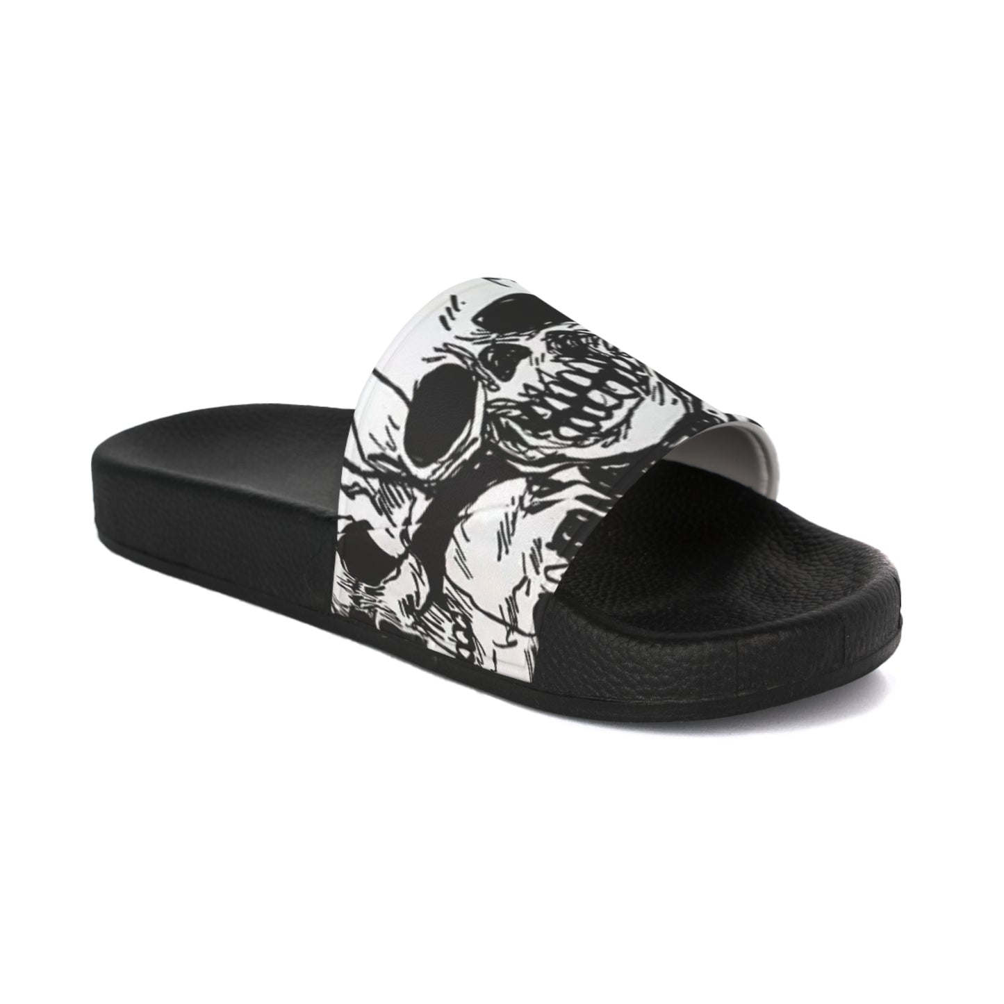 Women's Slide Skull Sandals Blk Wht - Rock n Royalty Designs