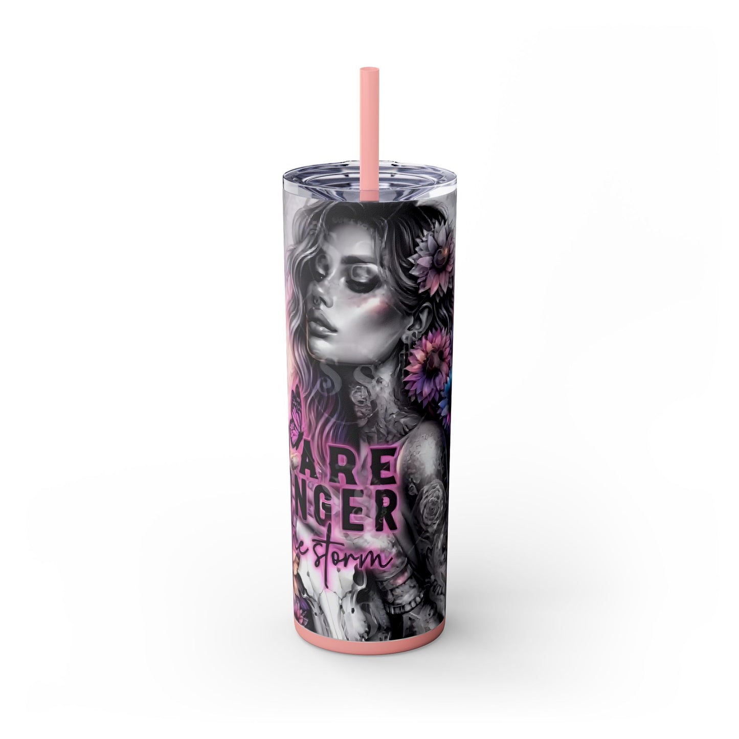 Stronger than you think - Skinny Tumbler with Straw, 20oz - Rock n Royalty Designs