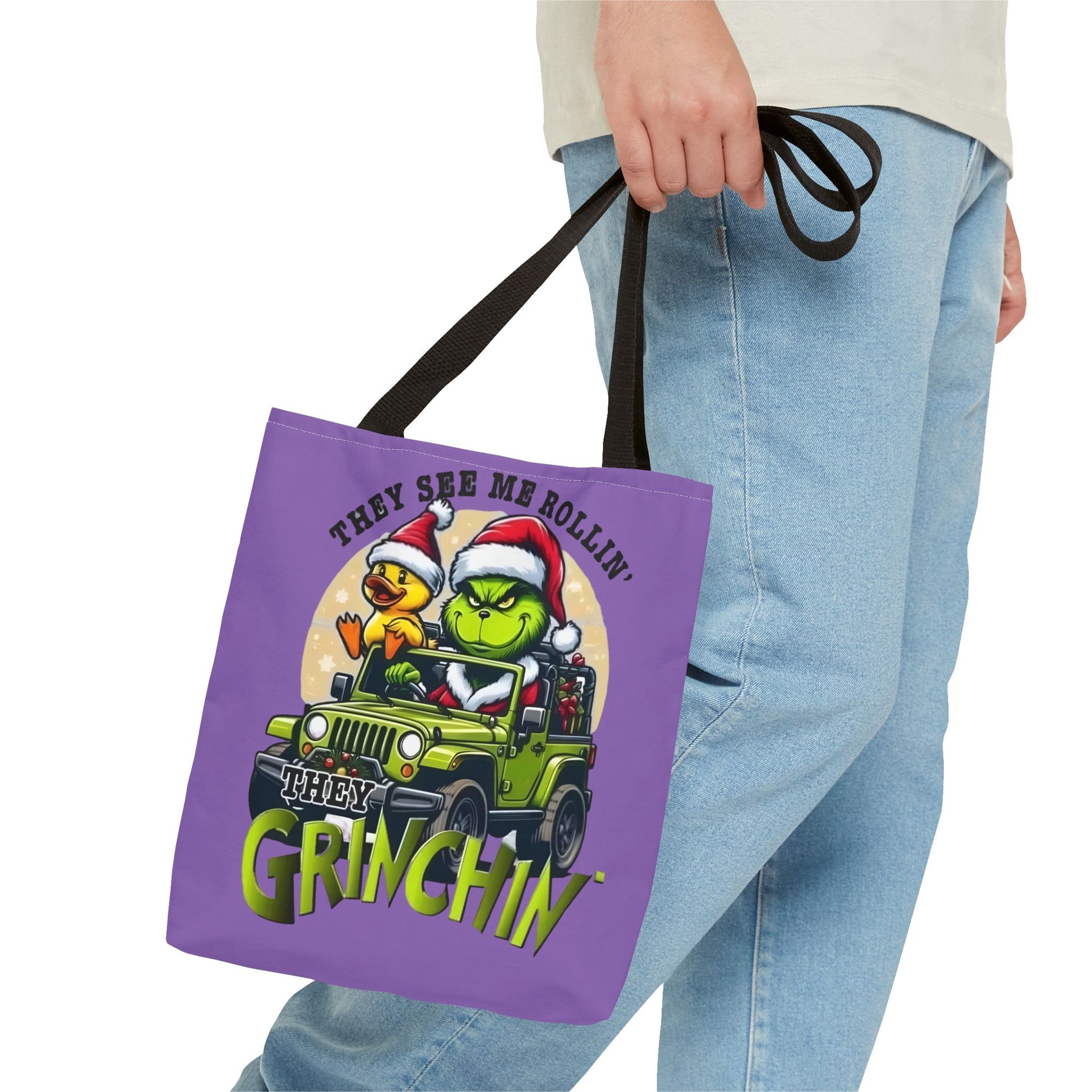 Funny Grinch Tote Bag - They see me Rollin, they Hàtin Printify