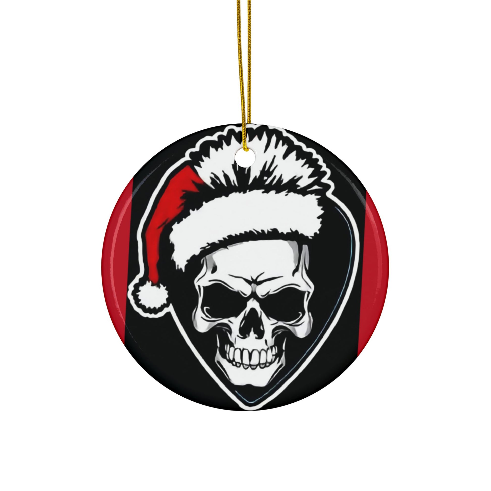 Skull Santa Hat , Ceramic Ornaments, 2-Side Print, (1pc, 3pcs, 5pcs, 10pcs) - Rock n Royalty Designs