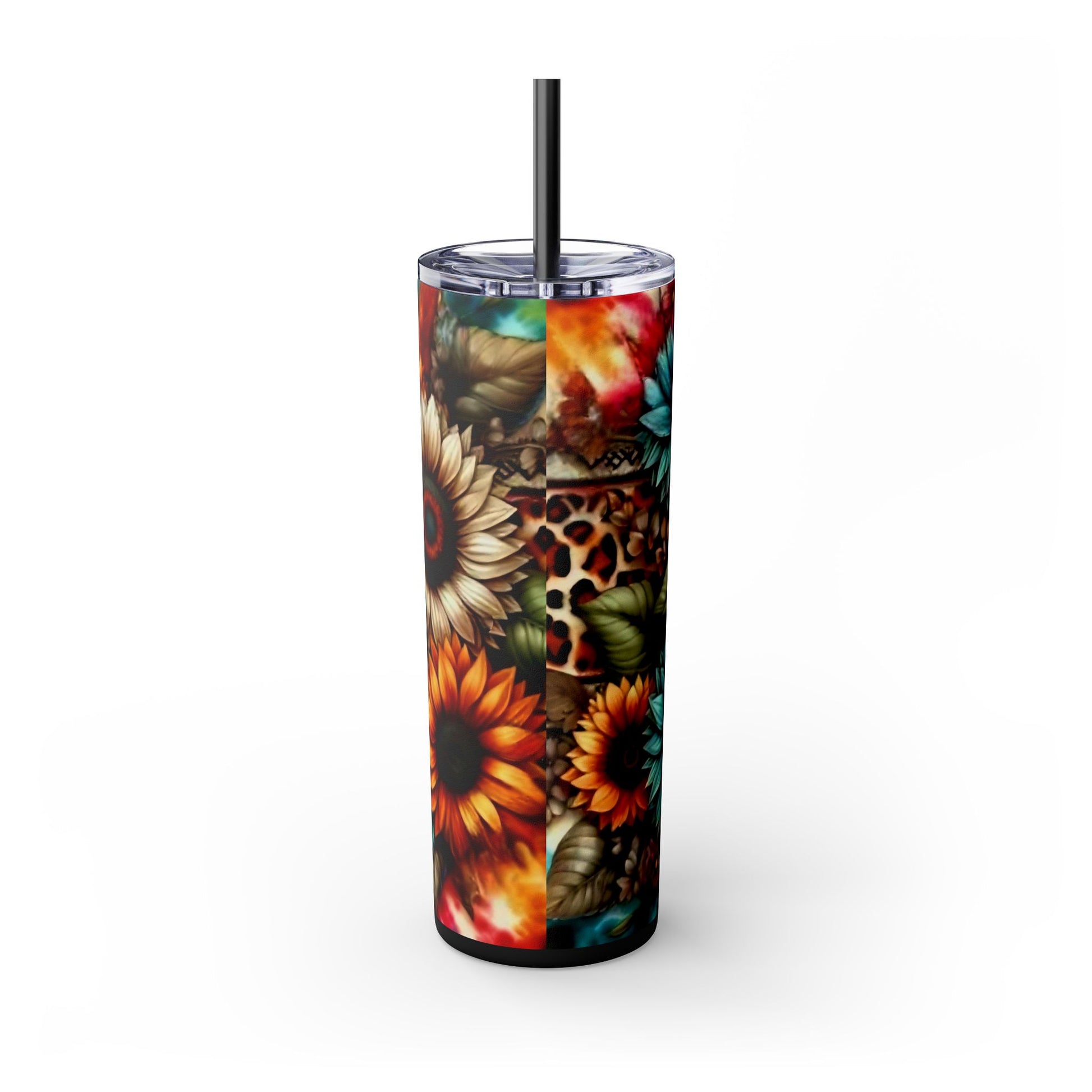 COLORFUL SUNFLOWERS - Skinny Tumbler with Straw, 20oz - Rock n Royalty Designs