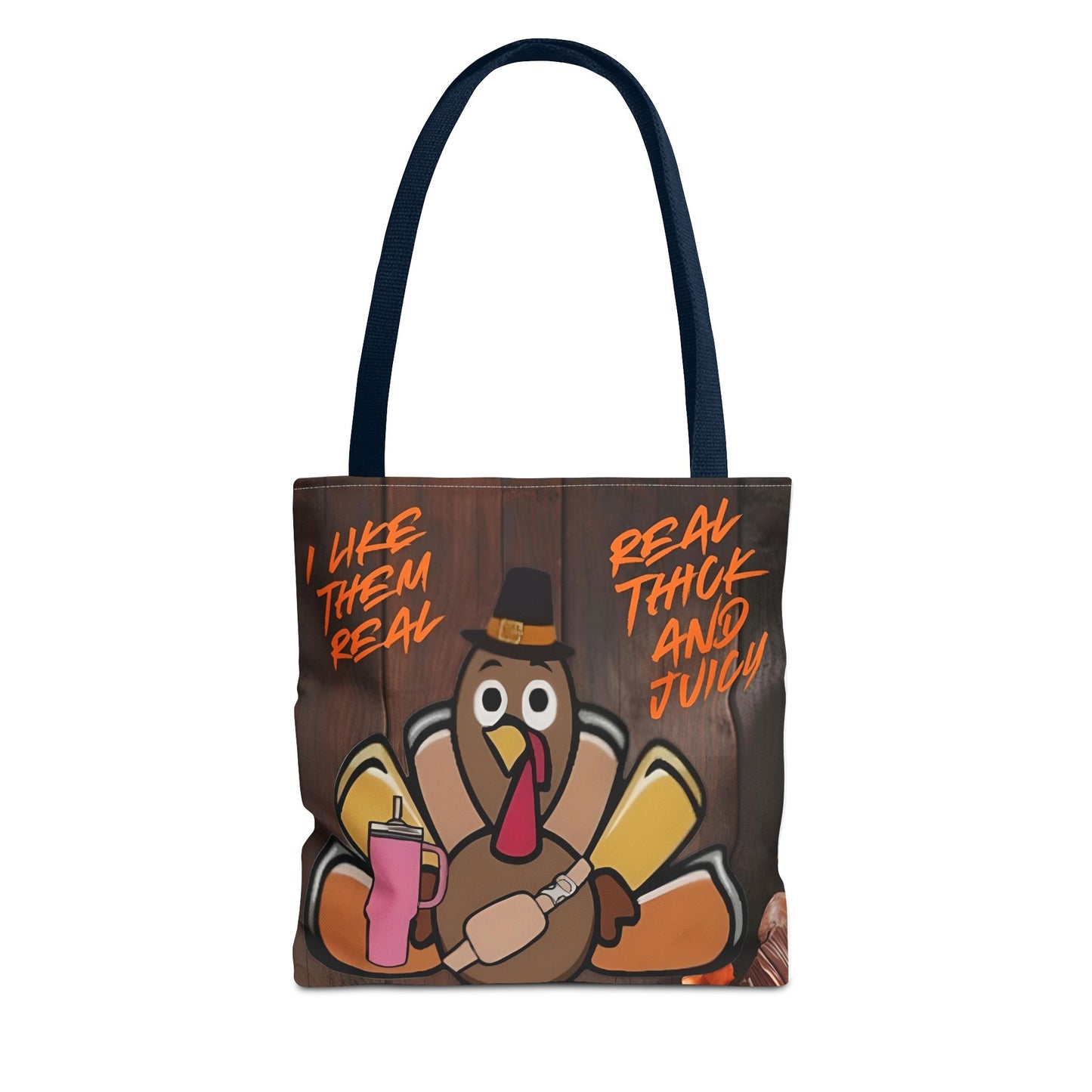 "Real Thick and Juicy Turkey Thanksgiving Tote Bag | Funny Holiday Shopping Bag" Printify