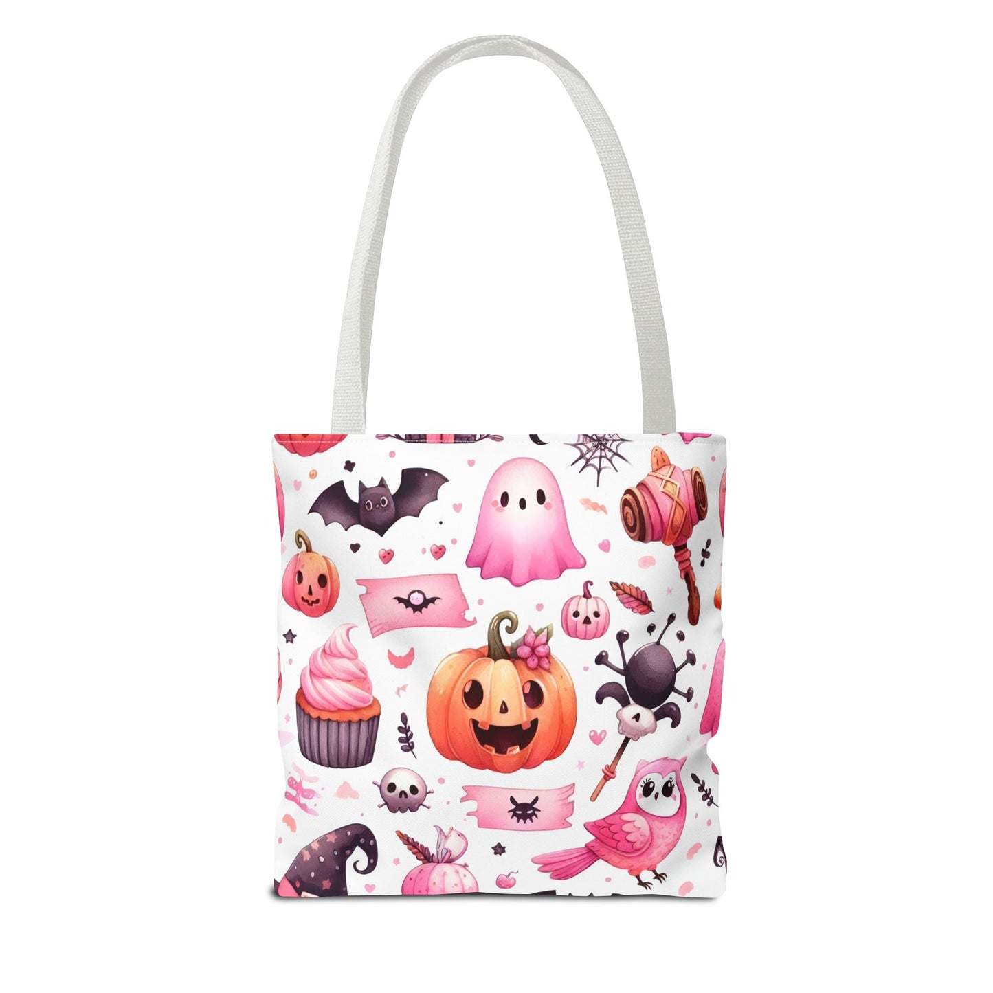 "Kawaii Halloween Tote Bag - Cute Ghost, Pumpkin & Spooky Treats Design" Printify