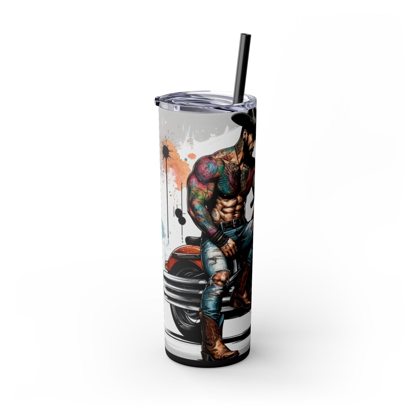 MR. COWBOY - Skinny Tumbler with Straw, 20oz Printify