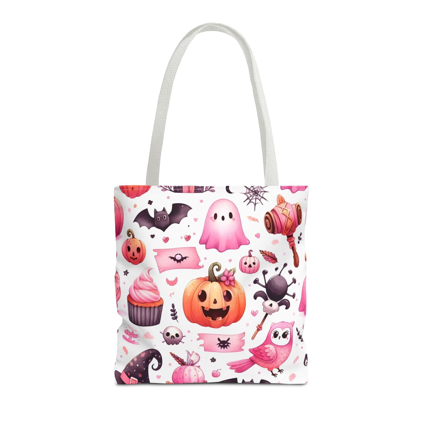 "Kawaii Halloween Tote Bag - Cute Ghost, Pumpkin & Spooky Treats Design" Printify