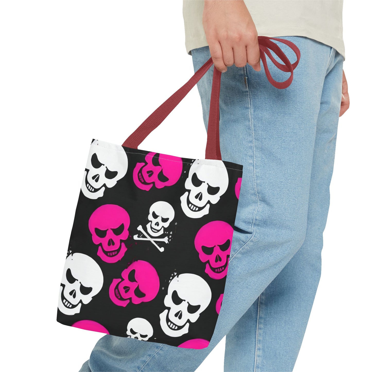 BLK WHT PINK SKULL - Tote Bag (AOP) - Rock n Royalty Designs