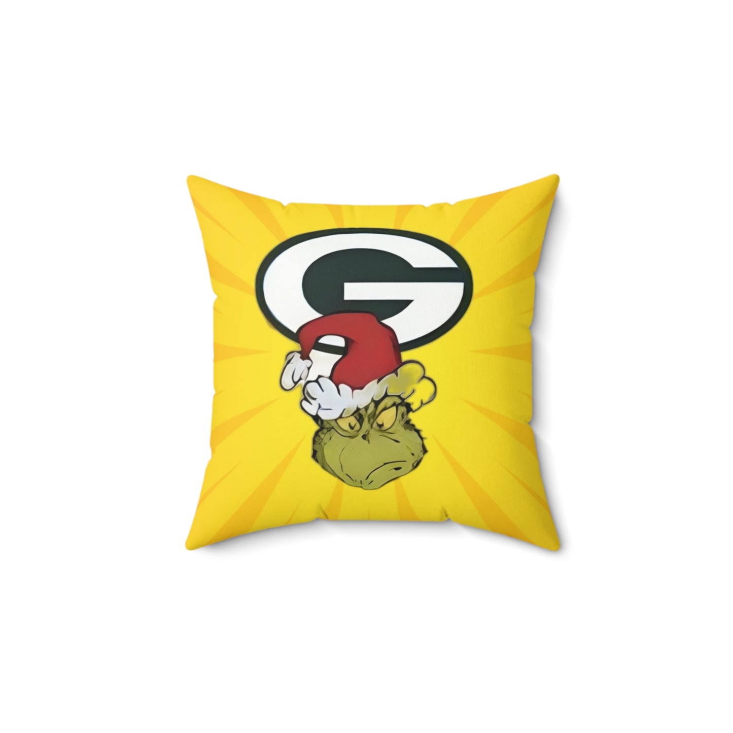 Green Bay Packers Grinch Pillow | NFL Christmas Throw Cushion - Rock n Royalty Designs