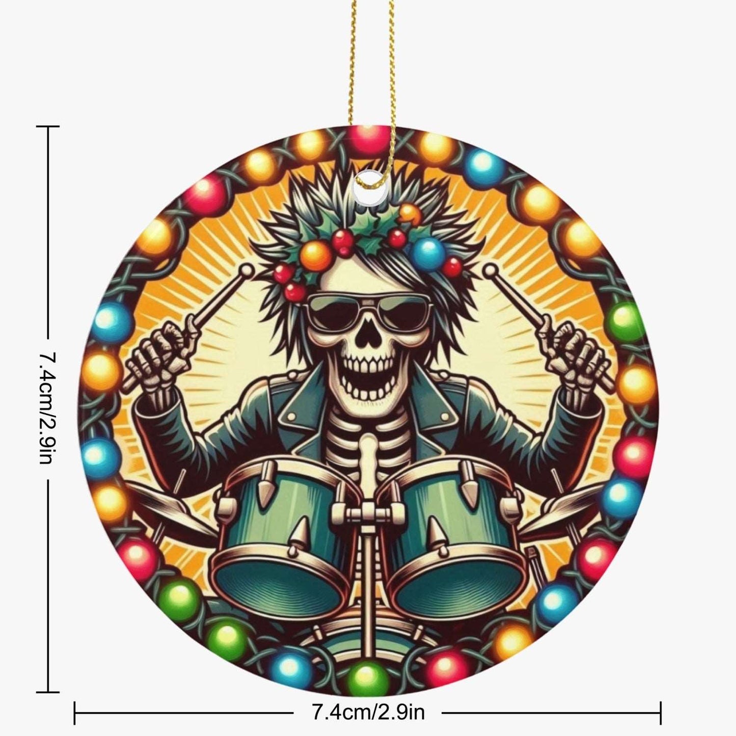 "Festive Skeleton Drummer Christmas Design - Holiday Rock Art"