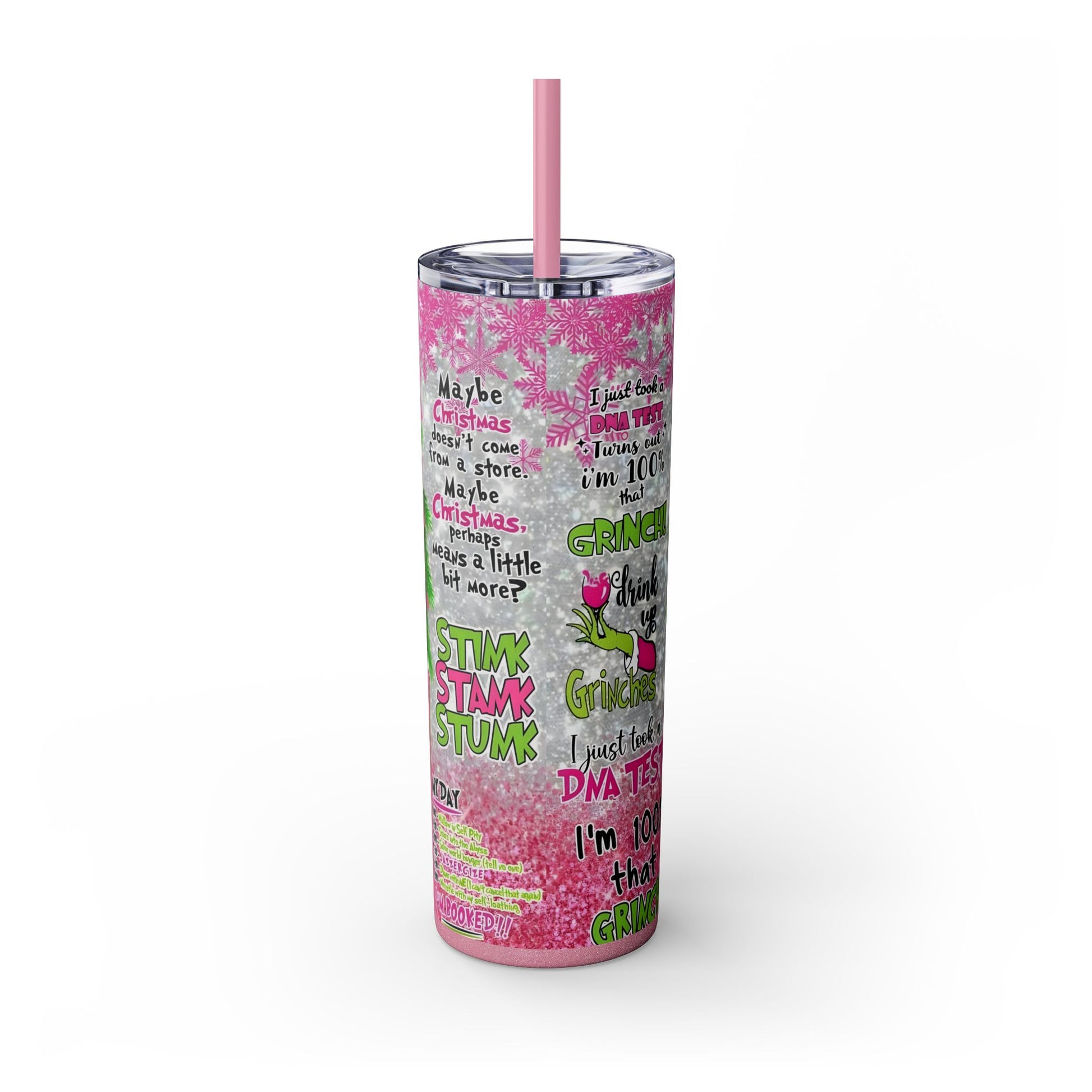 "Grinch Christmas Tumbler - Funny Holiday Drink Cup with Straw" Printify