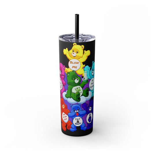 THE CAST OF NO CARE BEARS -,Skinny Tumbler with Straw, 20oz - Rock n Royalty Designs