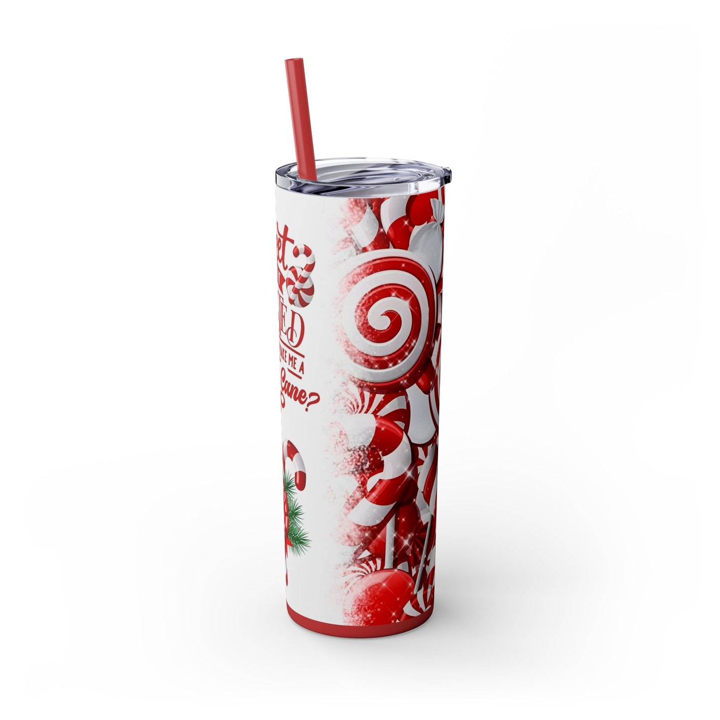 CHRISTMAS CANDY CANE Skinny Tumbler with Straw, 20oz Printify